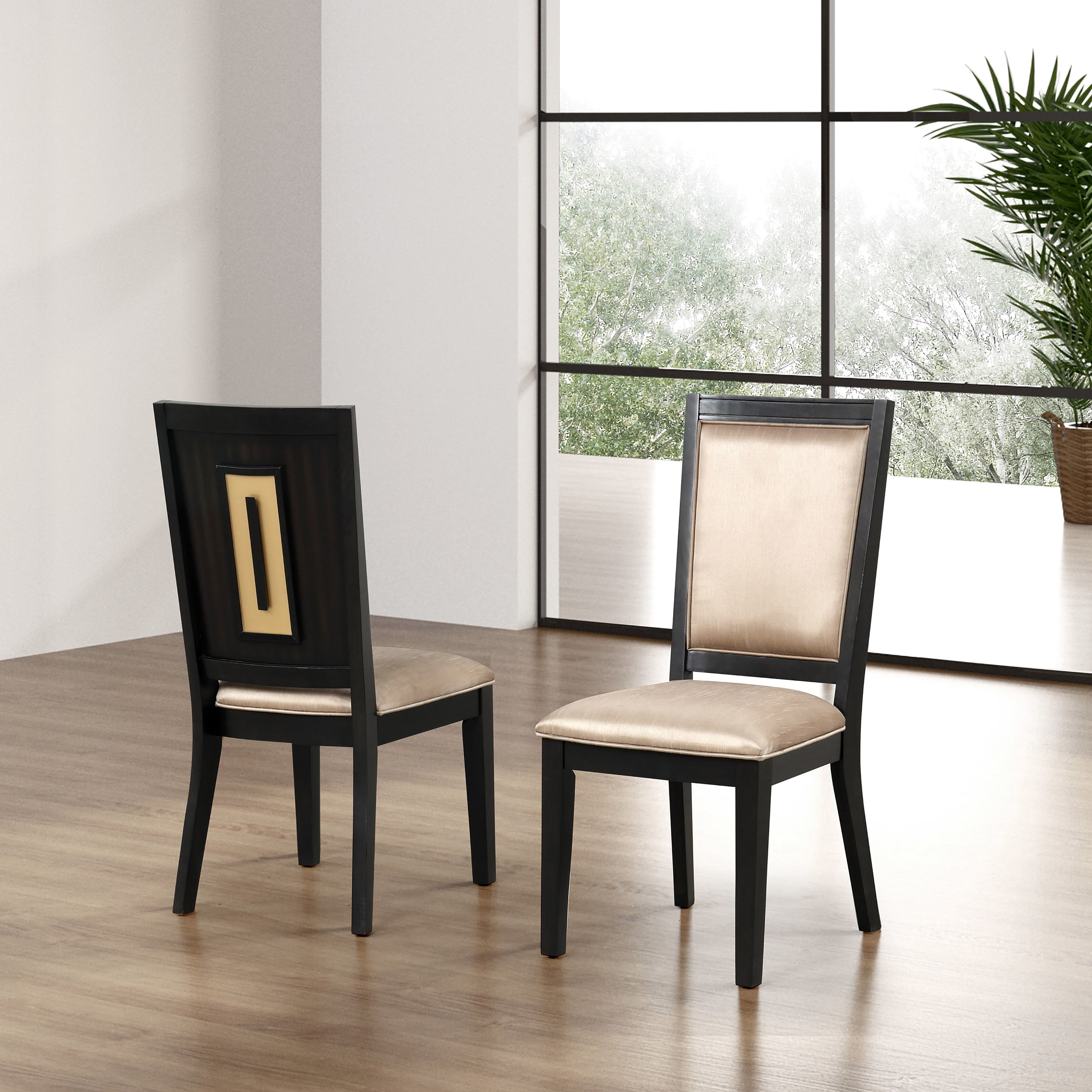 Furniture of America IDF-N3401ES-SC Set of 2 Demi Contemporary/Modern Polyester Upholstered Dining Side Chair (Wood Frame)
