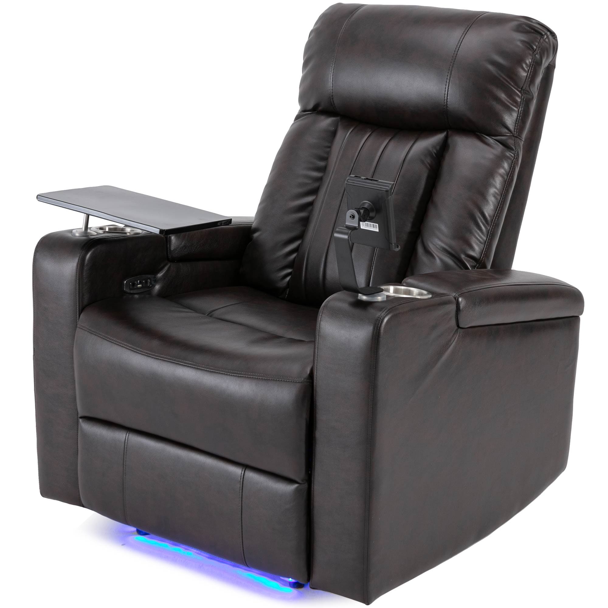 Cooliving LPP038535PAA Recliner chair Brown Leather Swivel Powered Reclining Recliner with Lift Assistance