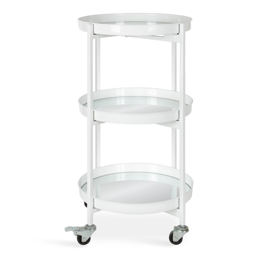 Kate and Laurel Celia Bar Cart - Round Metal Frame with Removable Trays ...