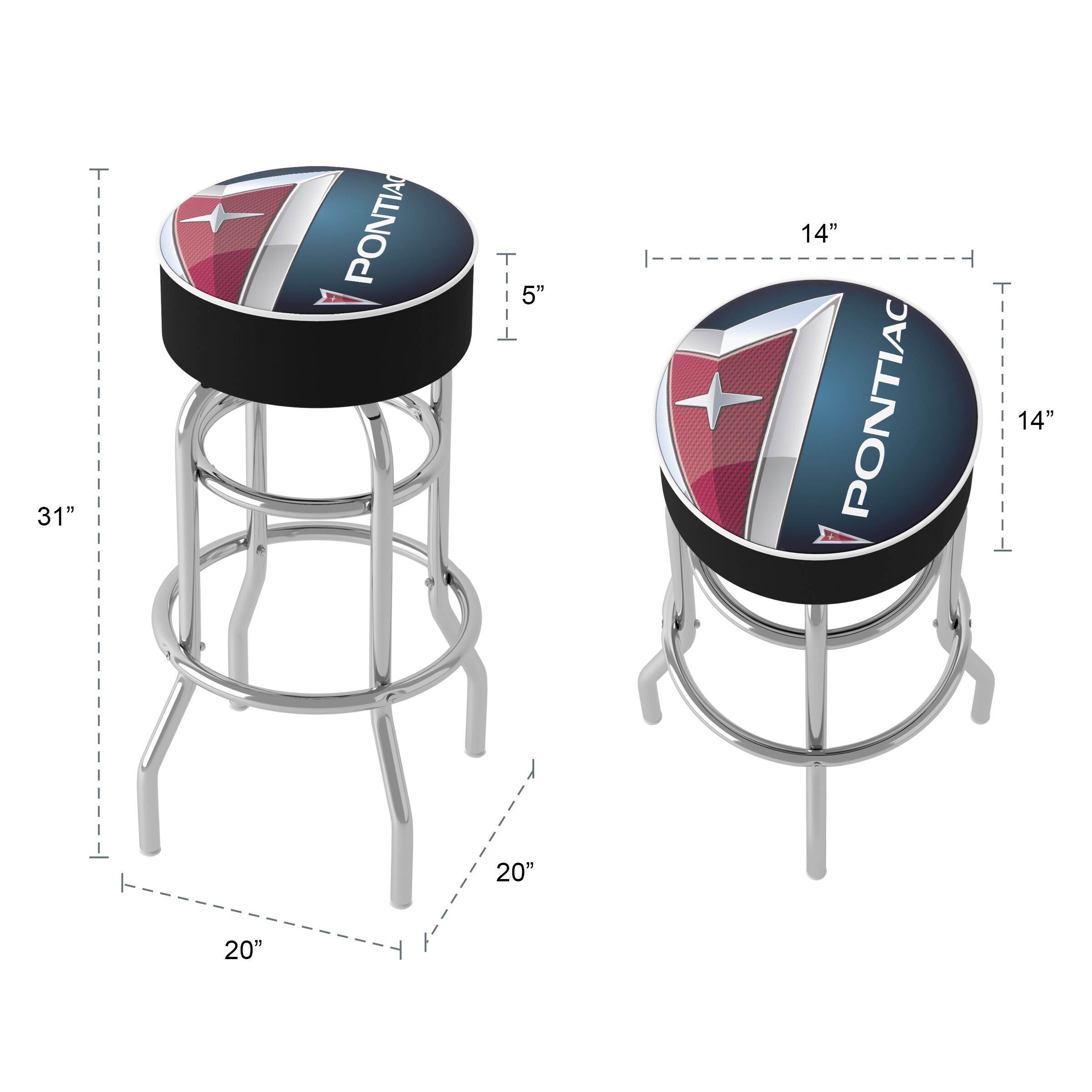 Black Metal Swivel Bar Stool with Padded Seat