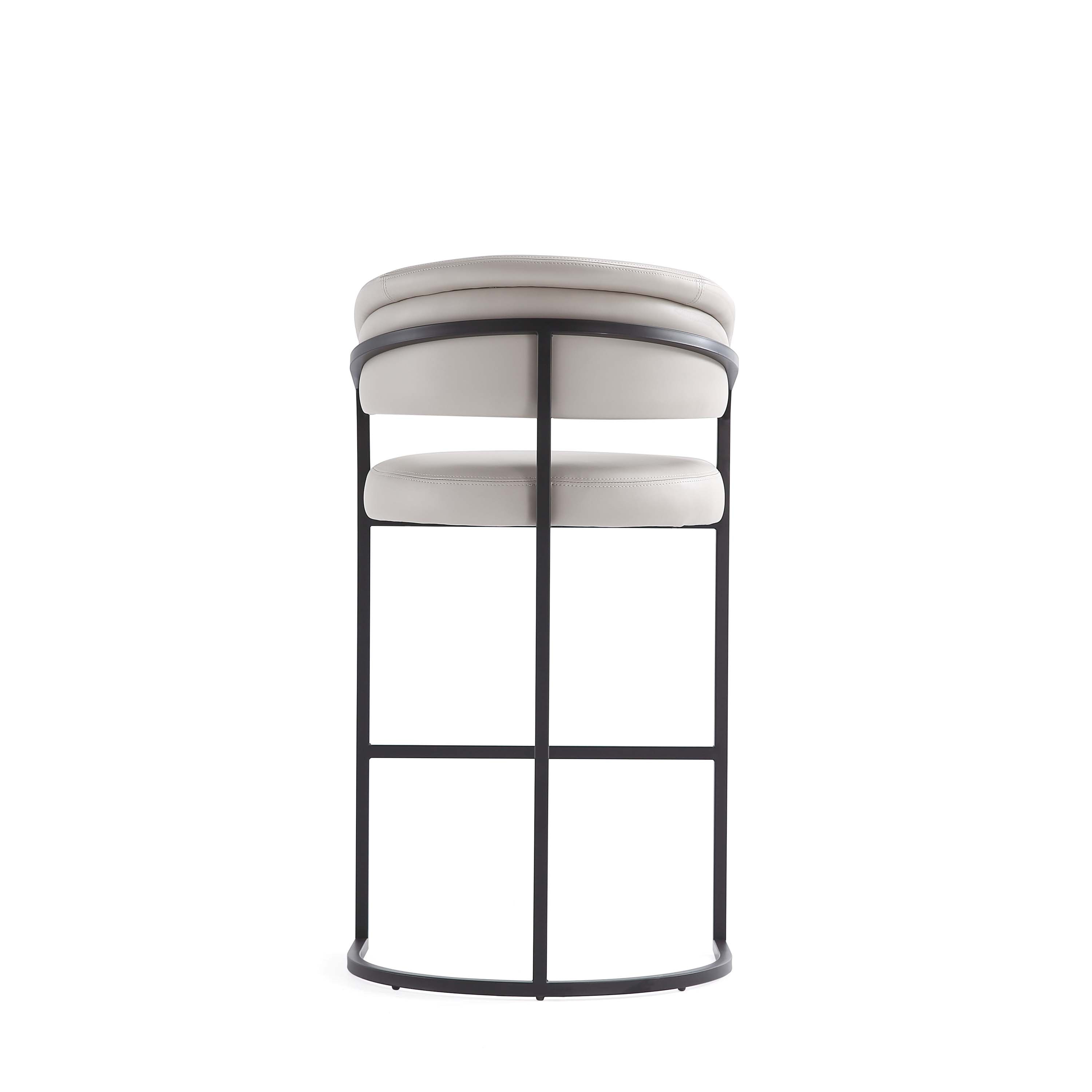Augusta Light Gray Leatherette Upholstered Barstool with Metal Frame
