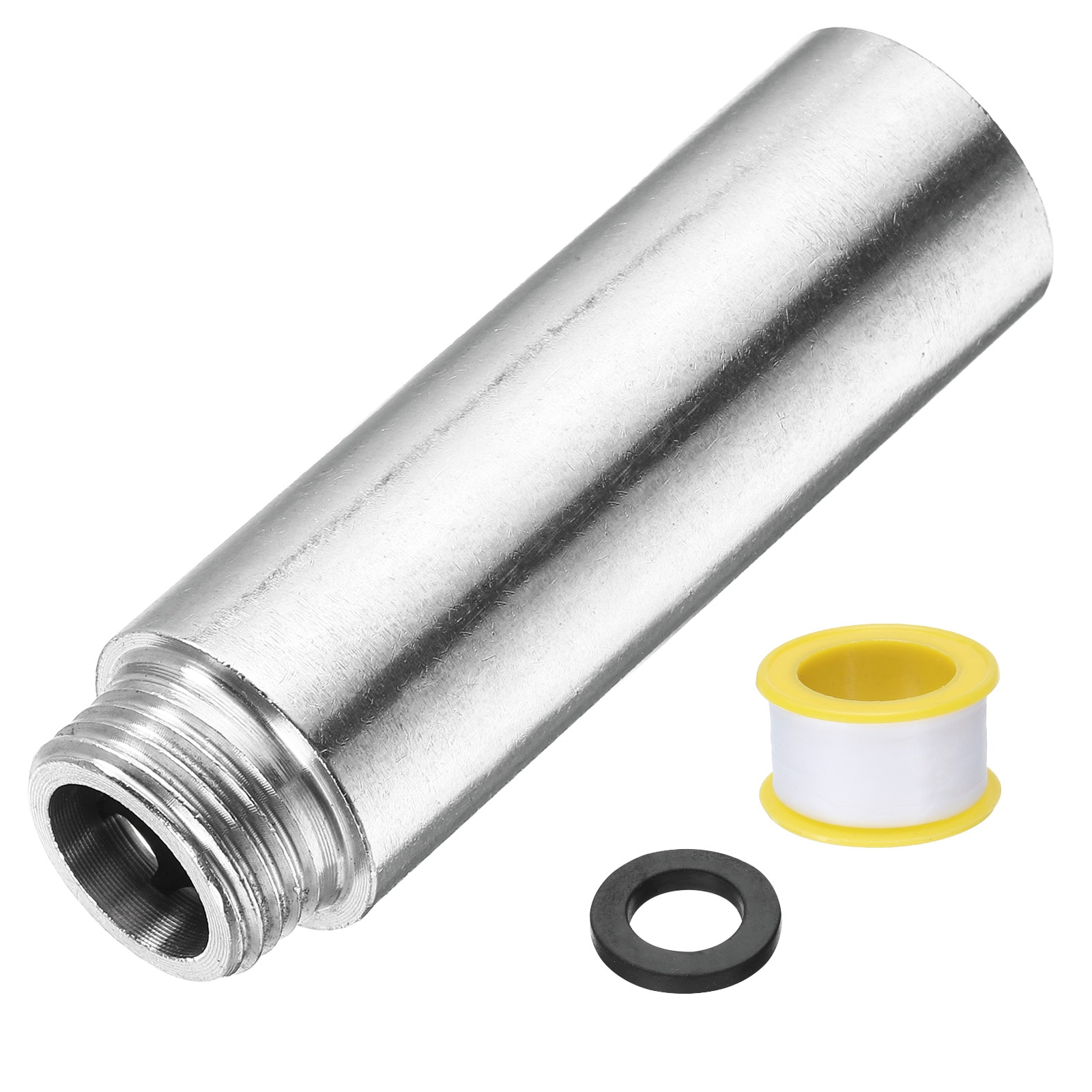 Unique Bargains Shower Head Extension Arm 4.3 inch Length 201 Stainless Steel Shower Head Extender G1/2 Male to G1/2 Female Thread Straight Pipe Fitting Pipe Extension for Bathroom Silver Tone
