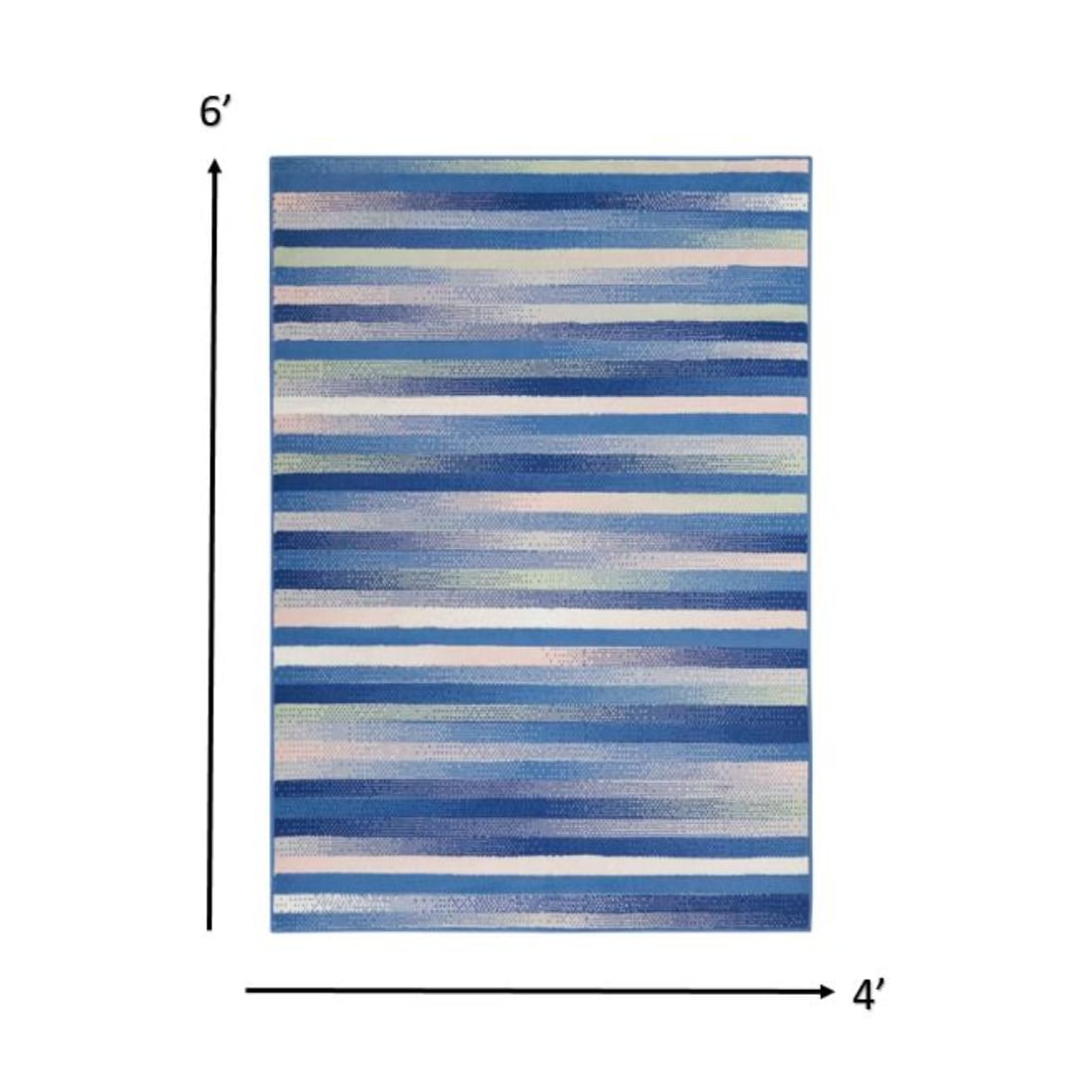 HomeRoots 4000385874 4 x 6 (ft) Polypropylene Blue Multicolor Rectangular Indoor Stripe Area rug