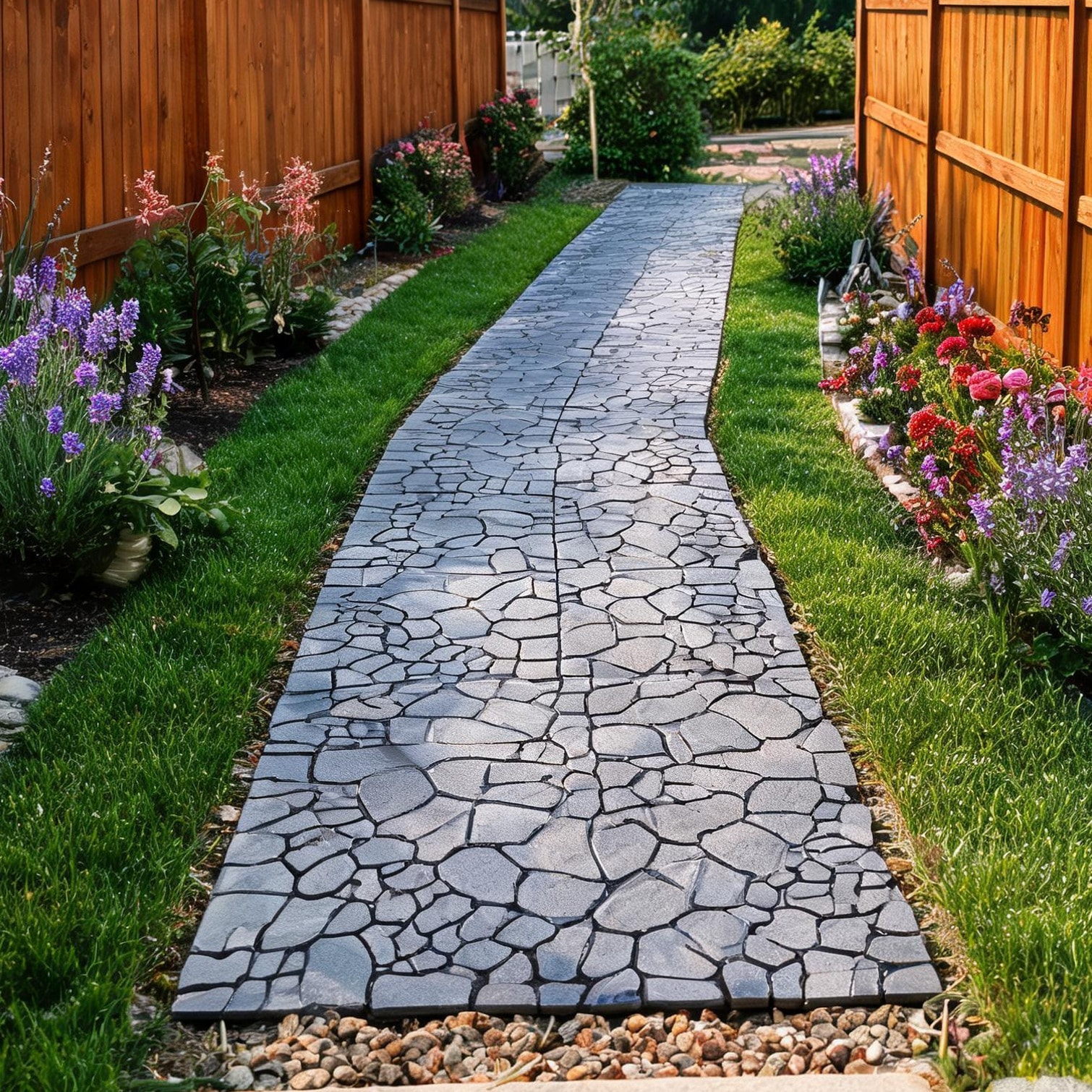 SunJet 12-Inch Interlocking Patio Deck Tiles in Dark Gray Stone Texture 44-Piece Set for Outdoor Flooring