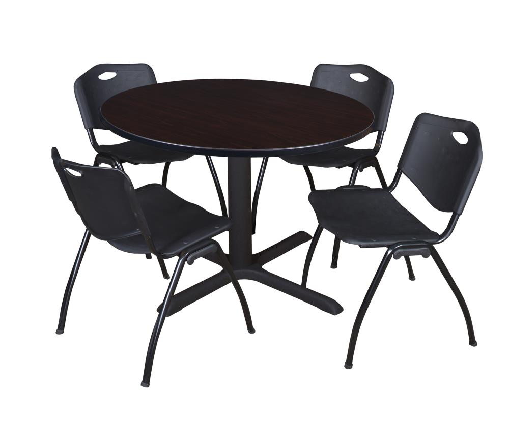 Regency TB48RNDMW47BK Breakroom Brown 4-Person Training Table (48-in W x 29-in H)