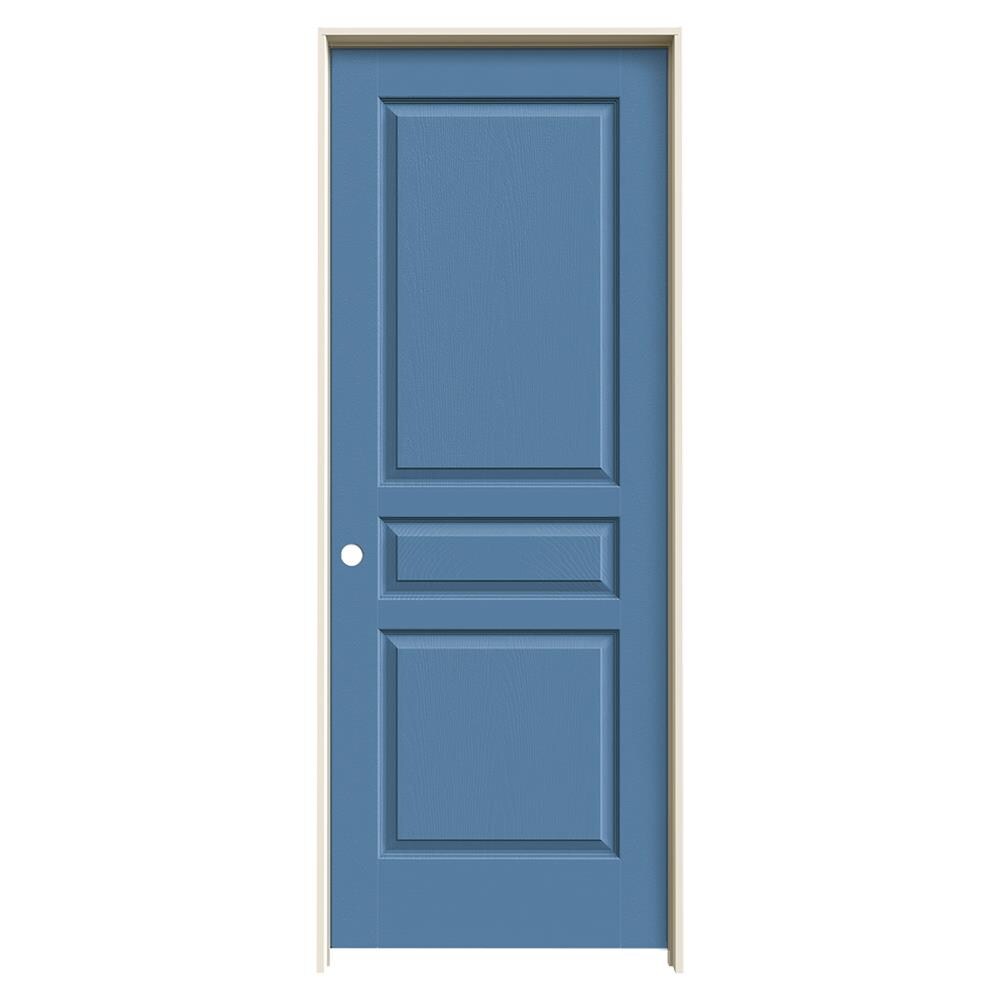 Jeld Wen Avalon 24 In X 80 In Blue Heron 3 Panel Square Solid Core Prefinished Molded Composite 8334