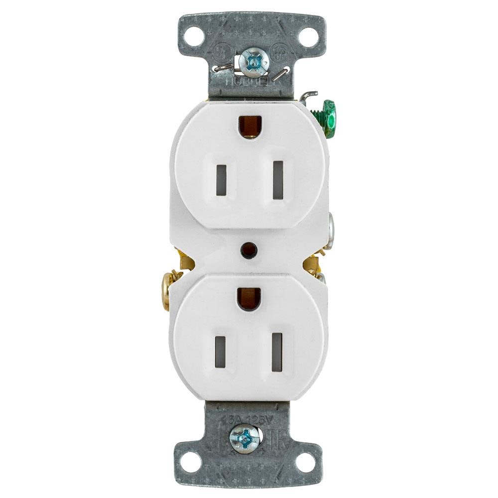 Hubbell X-Clamp 15-Amp 125-Volt Tamper Resistant Residential Duplex Outlet,  White (10-Pack) in the Electrical Outlets department at