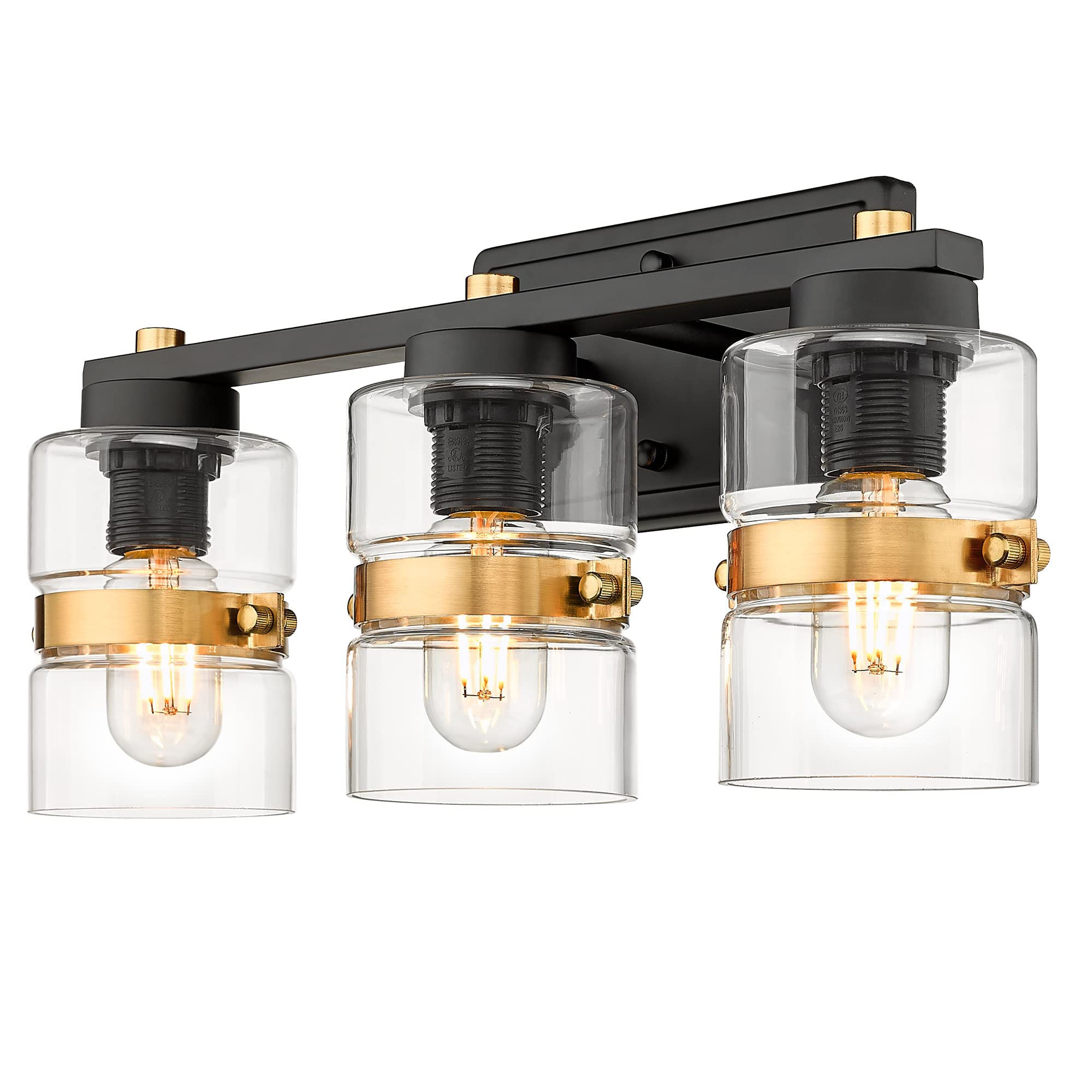 LTMATE LSJE258B-3W BK+BG JAZAVA 17.3-in 3 -Light Matte Black Modern/contemporary Vanity light