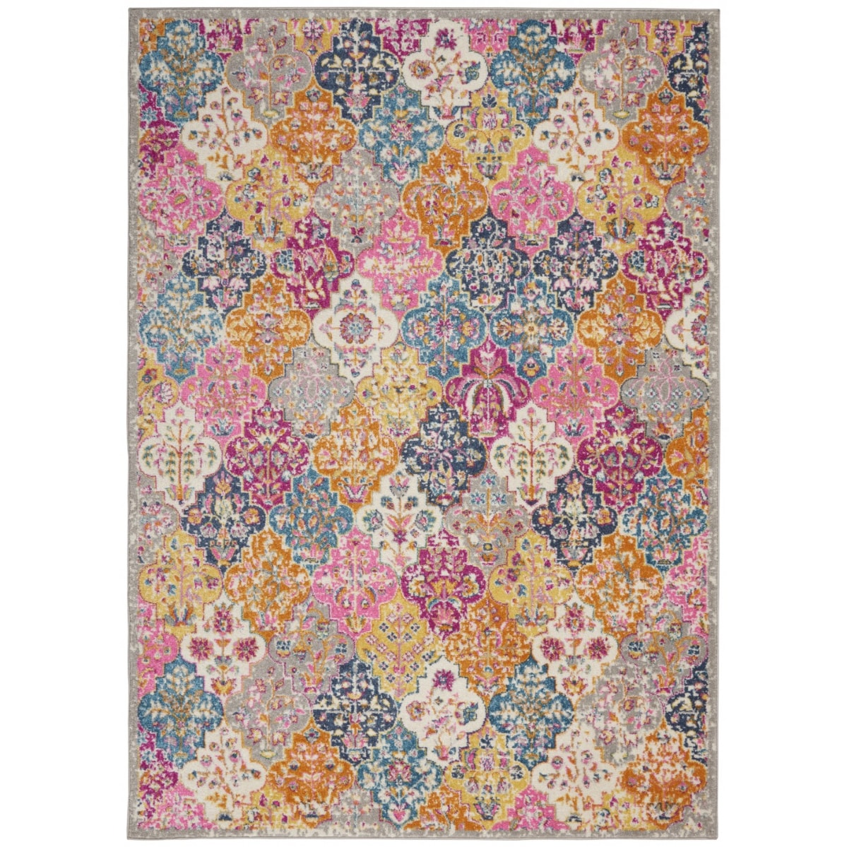 HomeRoots 4000385514 8 x 10 (ft) Polypropylene Multicolor Rectangular Indoor Geometric Bohemian/Eclectic Area rug