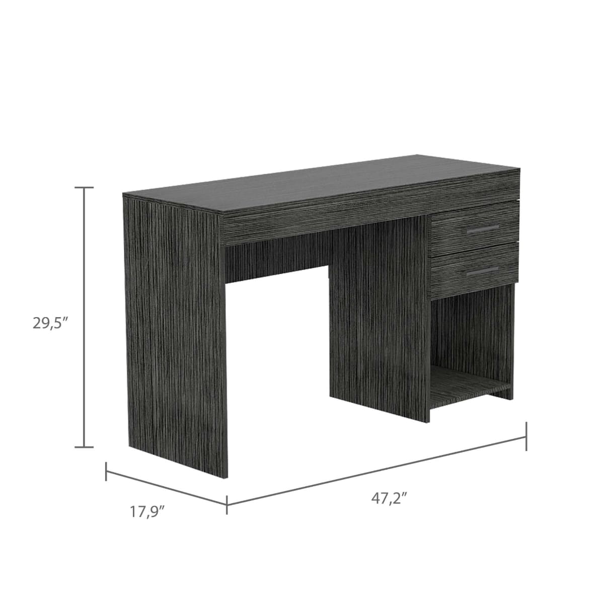 HomeRoots 4000403779 Deon Smokey Oak Two Drawer Computer Desk