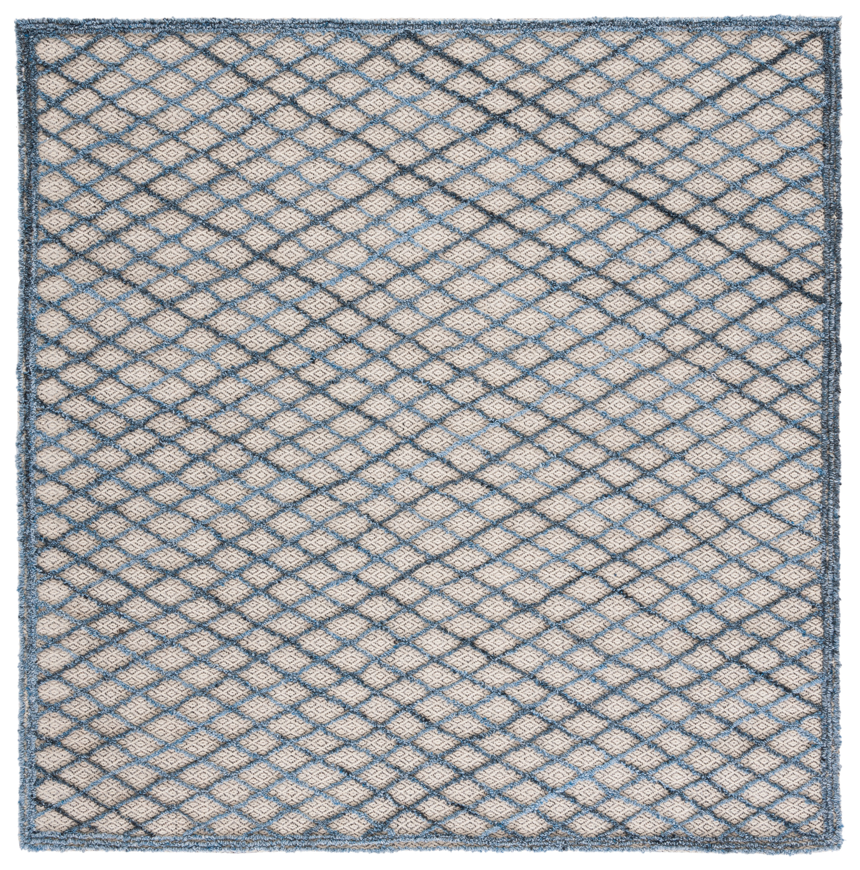 Safavieh TRC204M-6SQ Trace Mery 6 x 6 (ft) Tufted Wool Blue/Black Square Indoor Geometric Farmhouse/Cottage Area rug