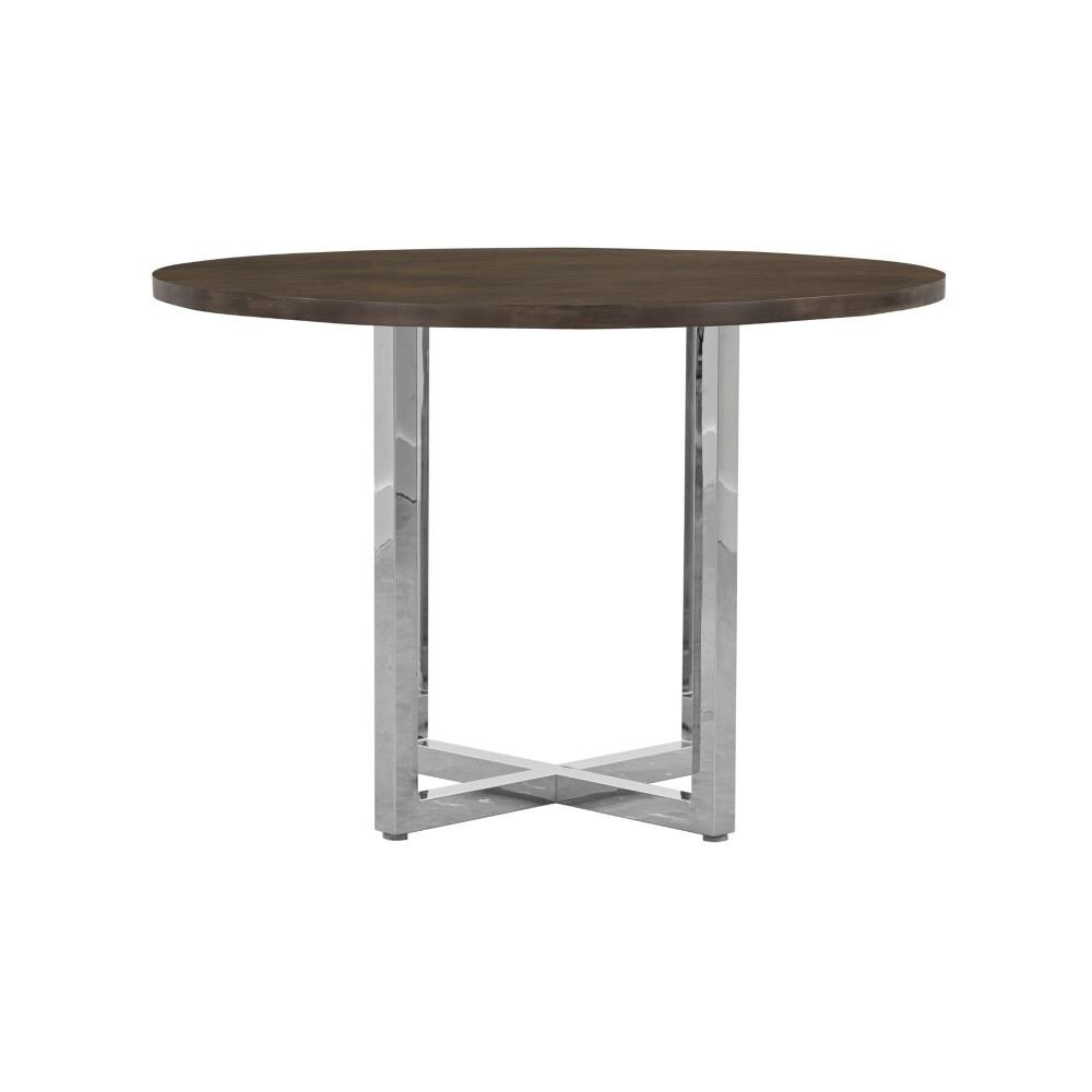 Modus Furniture 1AJ5625W Amalfi Basalt Gray Round Contemporary/Modern Counter Table, Wood Veneer with Chrome Plated Stainless Steel Pedestal Base 54-in L x 36-in H
