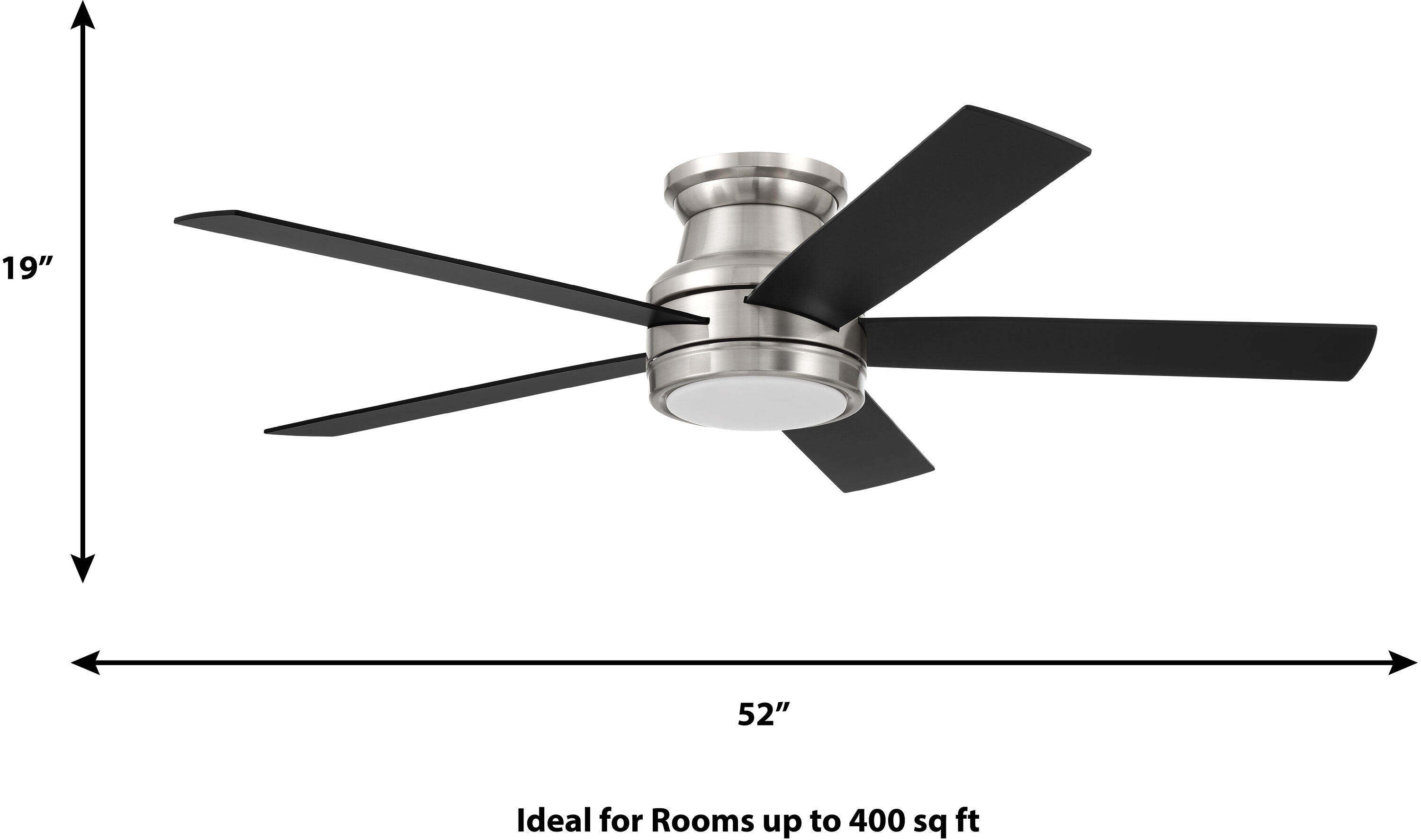 Harbor Breeze Calverton 52-in Brushed Nickel Color-changing Integrated LED  Indoor Flush Mount Ceiling Fan with Light Remote (5-Blade)