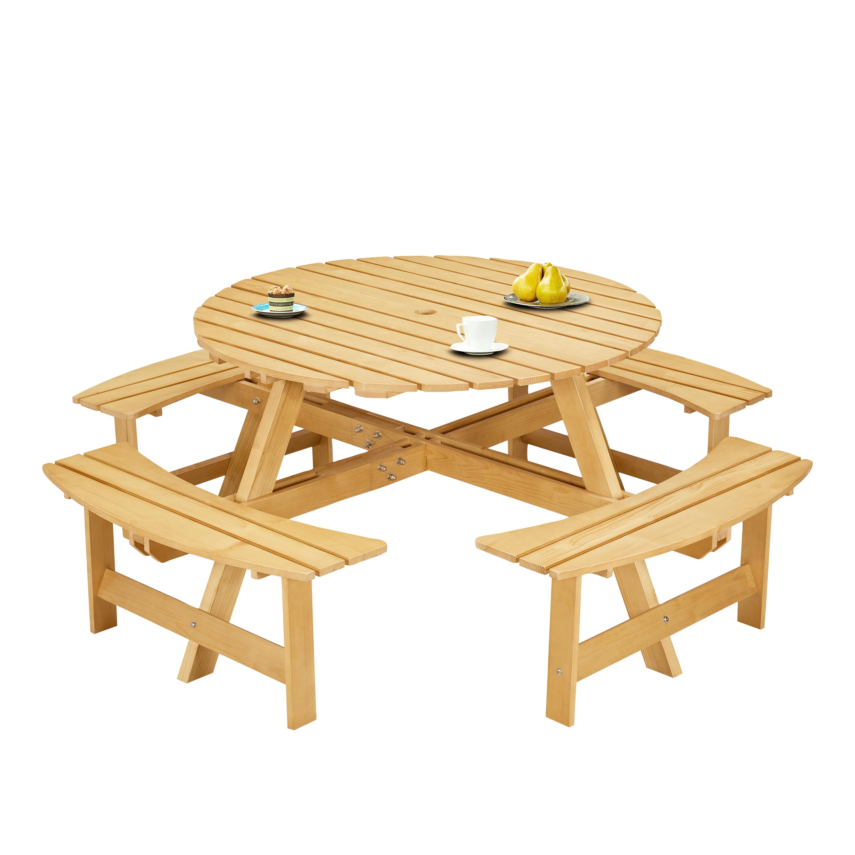 Bayfeve BFWF-9764-PT 43.5-in Brown wood Round Picnic Table