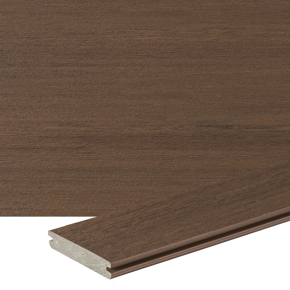 TimberTech AGB15512EW Vintage 1-in x 6-in x 12-ft English Walnut Grooved PVC Deck board