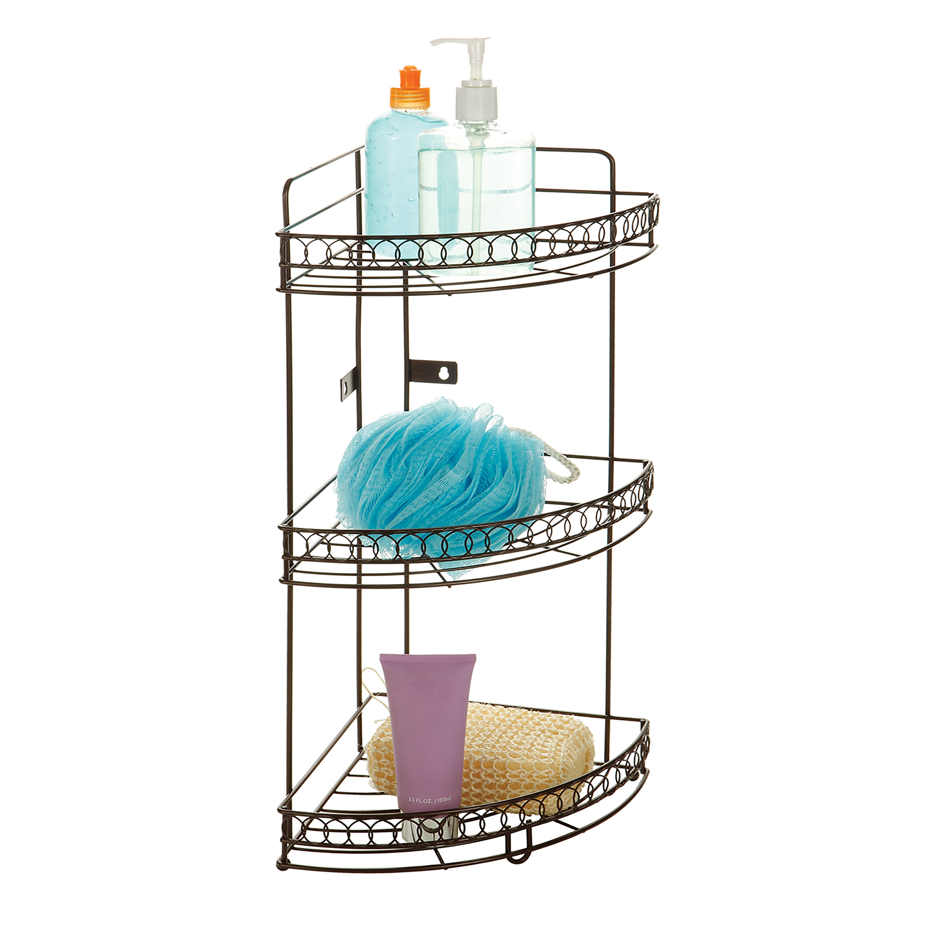 Bath Bliss Chrome Steel 3-Shelf Floor Freestanding Shower Caddy 9