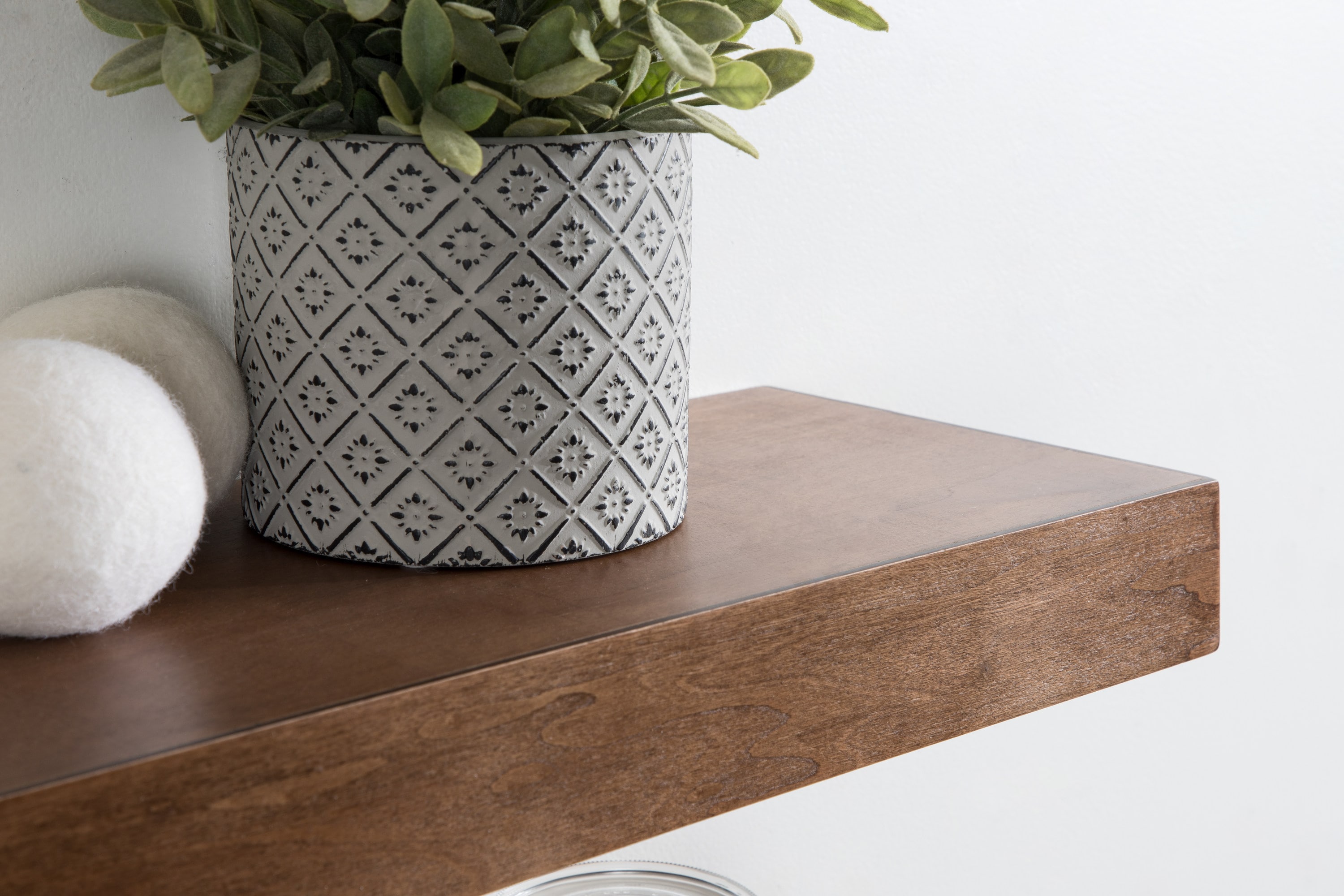 Rustic Brown Wood Floating Wall Shelves Set of 2