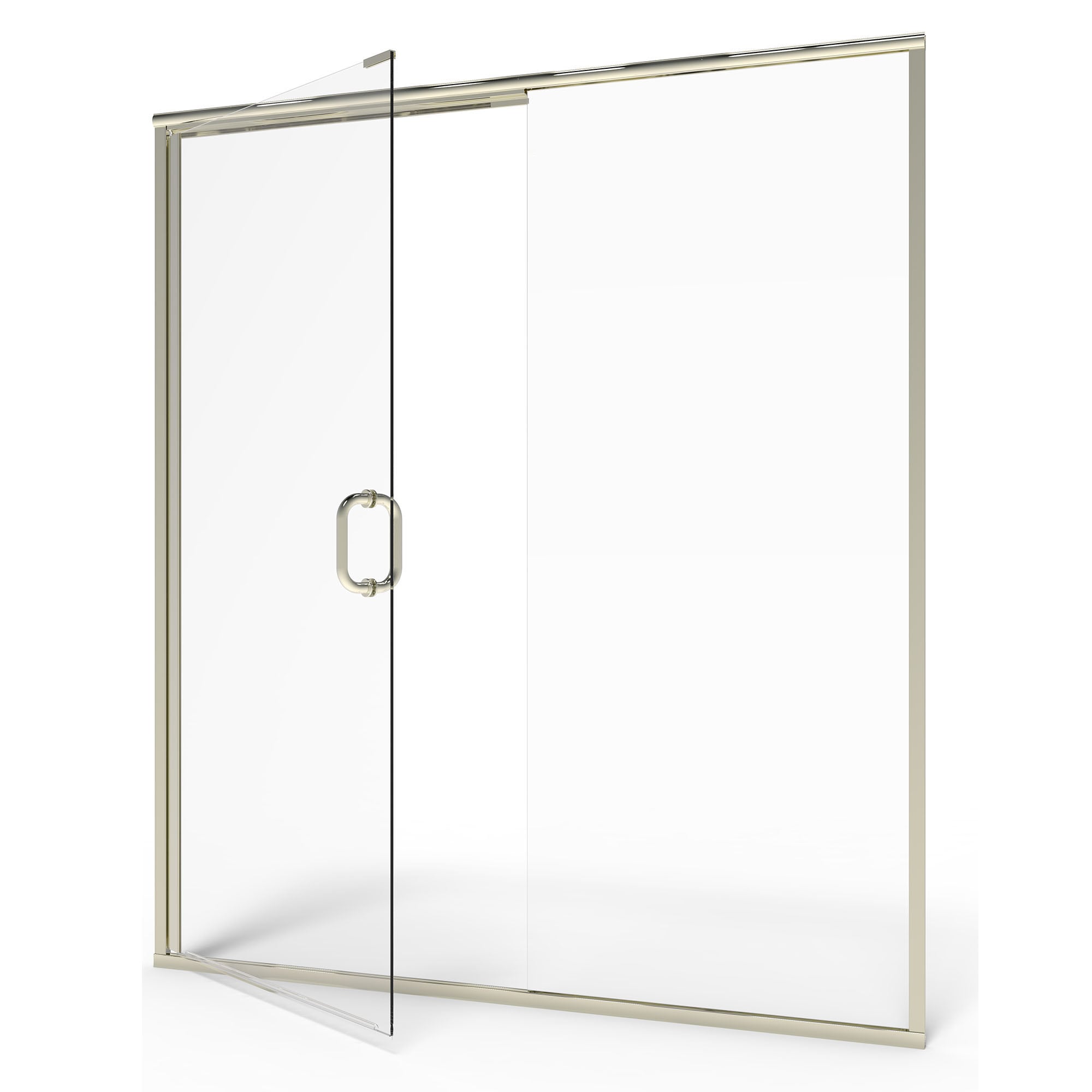 American Standard AM00817400.006 Brushed Nickel 44-in to 48-in W x 76-Inches H Semi-frameless Hinged Soft Close Shower door 3/8-in Thick Clear Glass