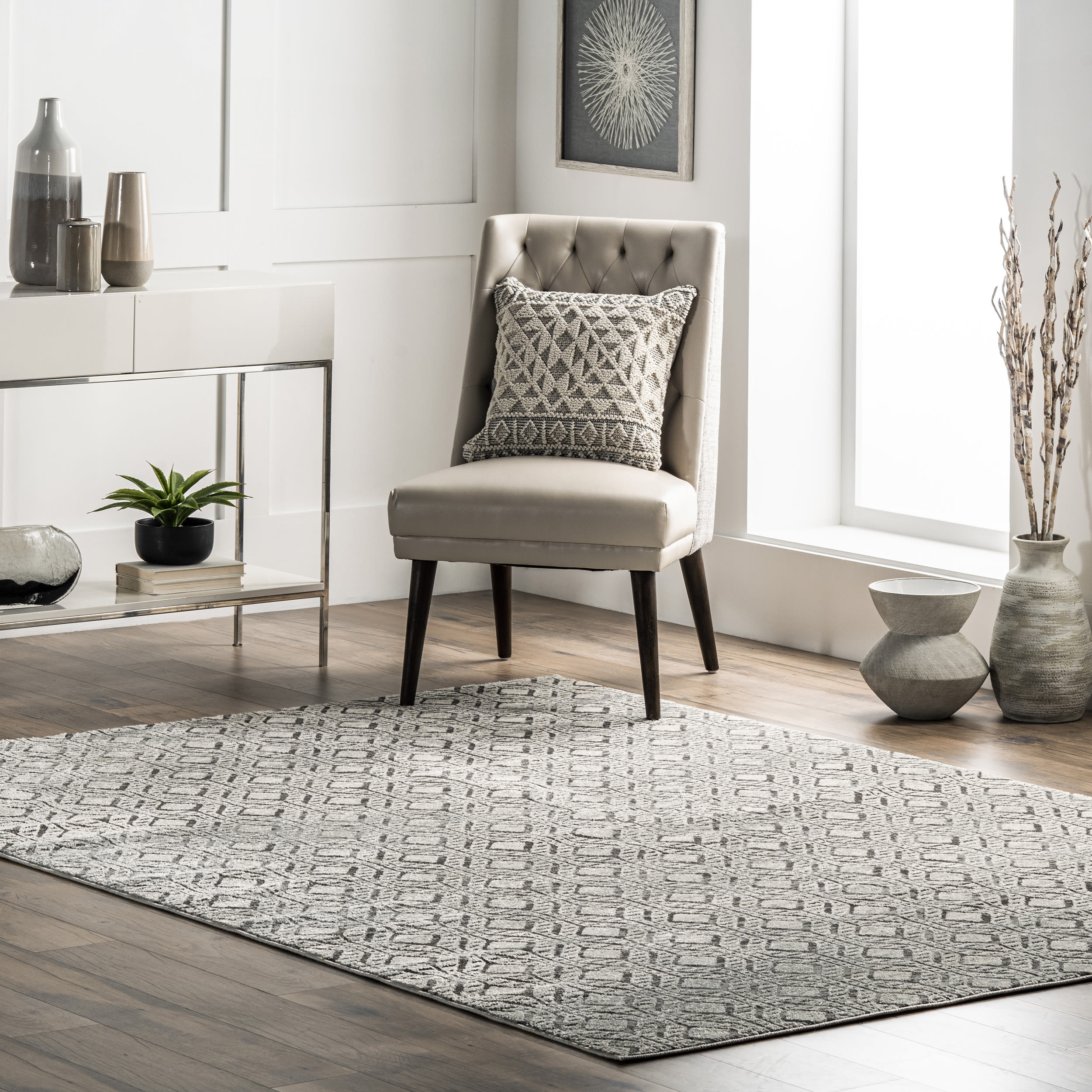 nuLOOM RZSP31A-8010 Spring 8 x 10 (ft) Loomed Polypropylene Beige Rectangular Indoor Geometric Area rug