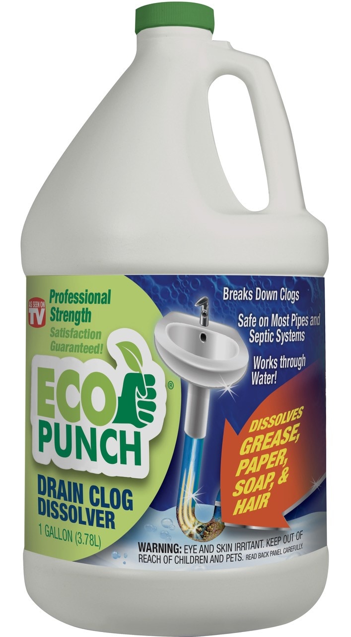 ECO PUNCH Drain Clog Dissolver 128 oz, Liquid Drain Cleaner, Safe for  Septic Tanks, Eco-Friendly, Cleans Pipe Walls