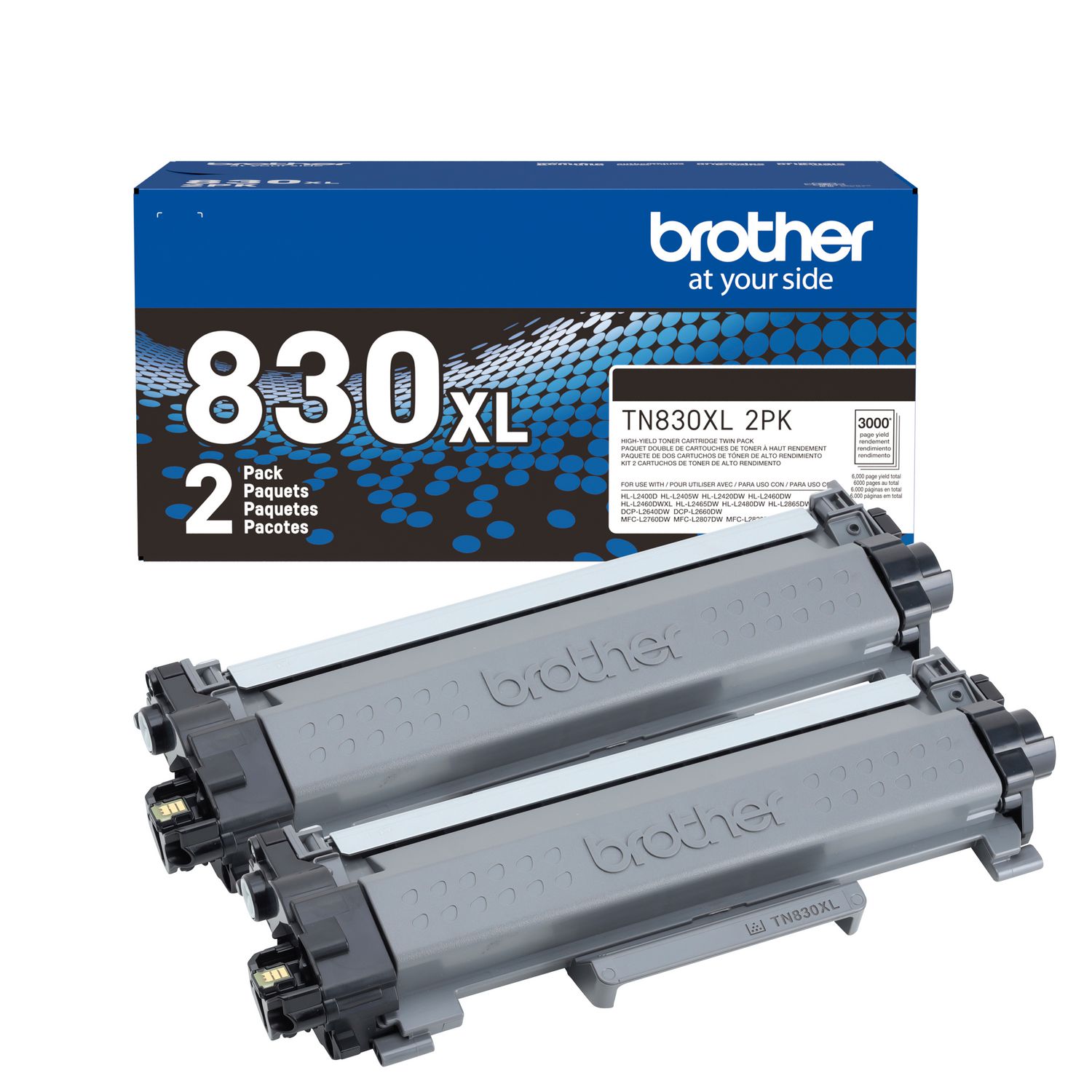 Brother TN830XL High-Yield Toner 3000 Page-Yield Black 2/Pack