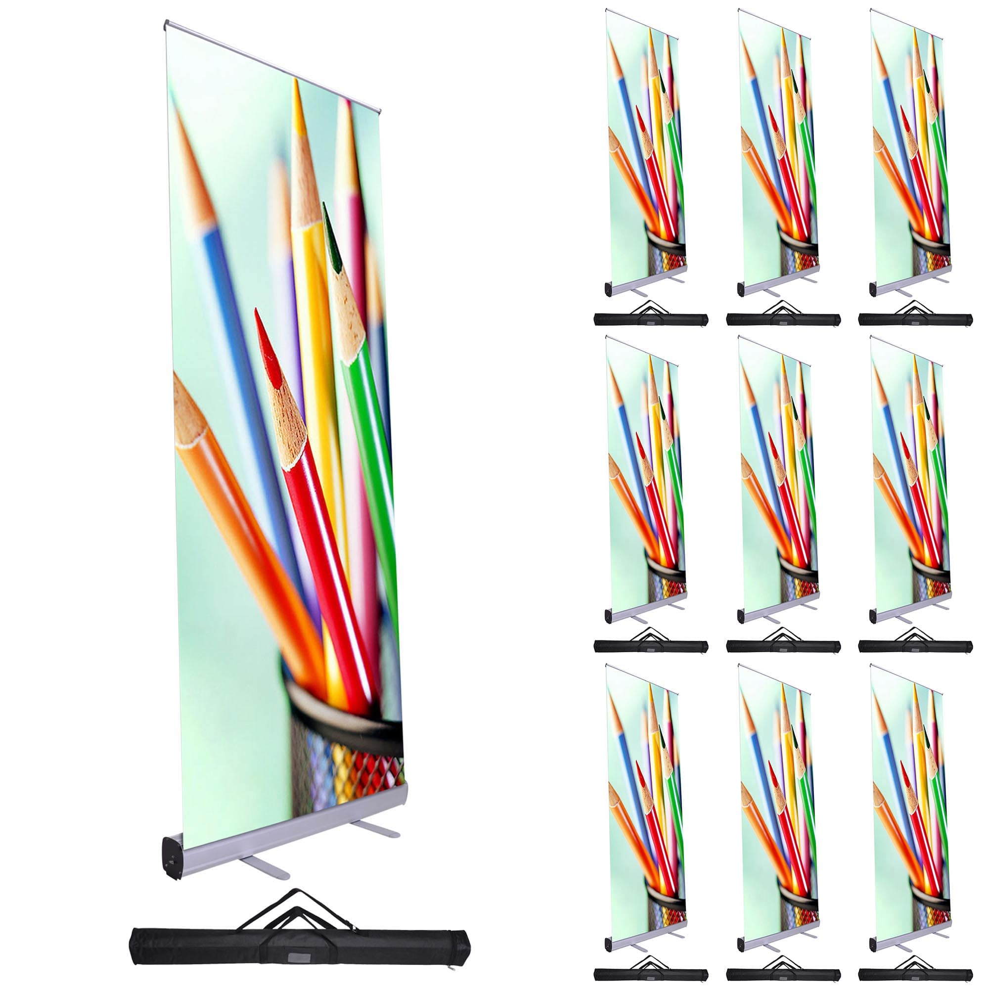 Yescom 35BNS001-3379-10-LO InstaHibit Economy 10pcs 33x79IN Retractable Rollup Banner Stand Trade Show Signage Display Aluminum Structure