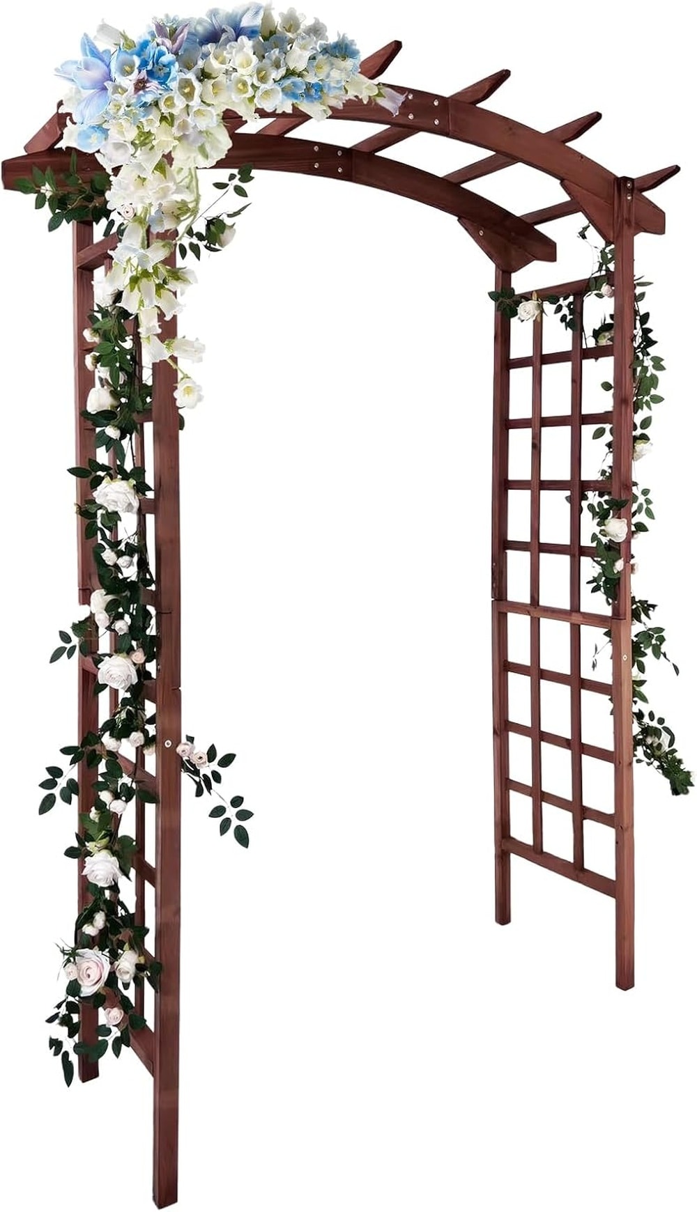 GAOMON Teak Finish Natural Wood Arch Garden Trellis Arched Frame for Outdoor Backyard Climbing Rose Vine Vegetable Growing Support