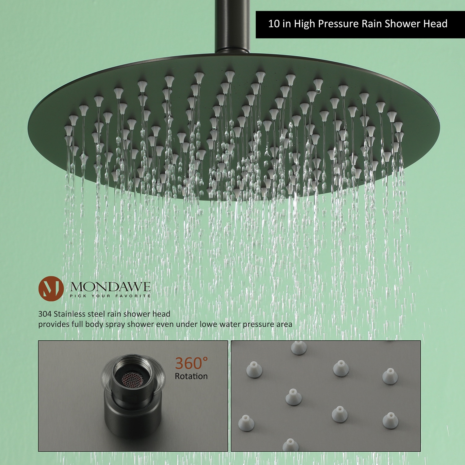 Mondawe AM-S133AC-10GB Showerhead-Bar-Panels - View #3