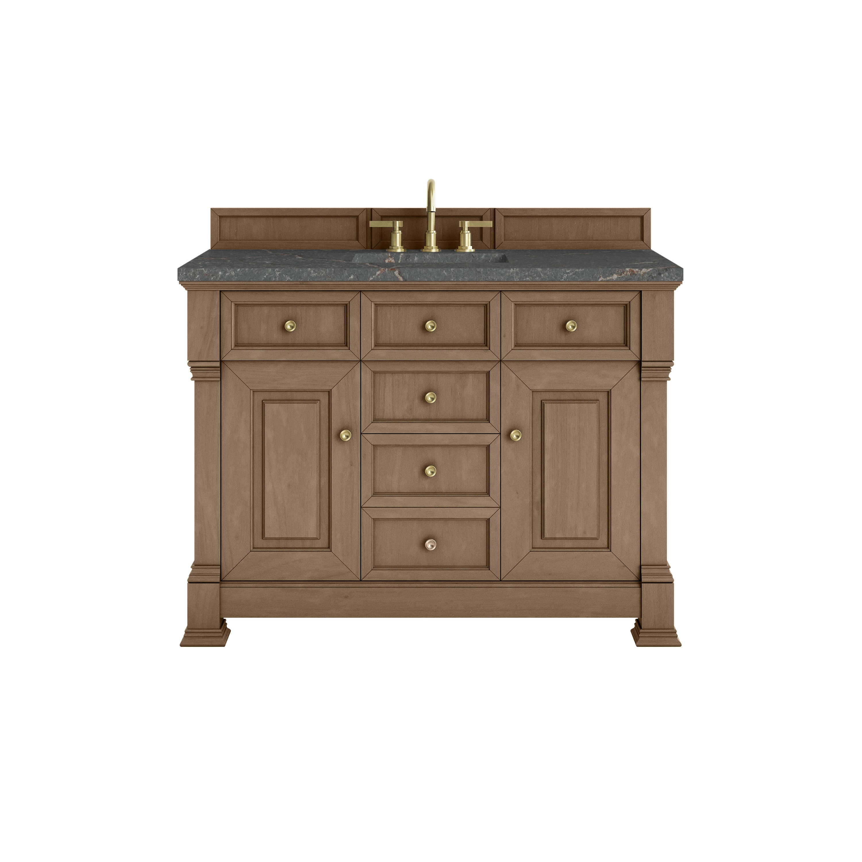 James Martin Vanities 547-V48-PCN-3PBL Brookfield 48-in Pecan Undermount Single Sink Bathroom Vanity with Parisien Bleu Quartz Top
