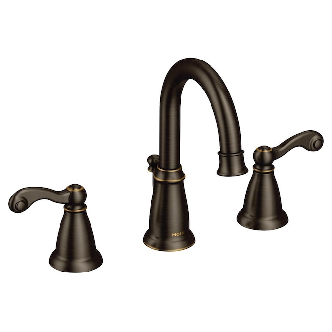 Moen Traditional Mediterranean Bronze 2 Handle Widespread Watersense Bathroom Sink Faucet With Drain In The Faucets Department At Com - Widespread Bathroom Sink Faucet With Traditional Lever Handles