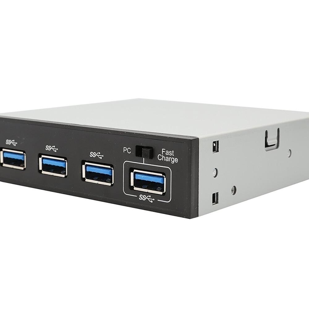  SYB169 SYBA Multimedia SY-HUB20134 3.5 in. Drive Bay 4 Port USB 3.0 Hub with One Fast Charging Port