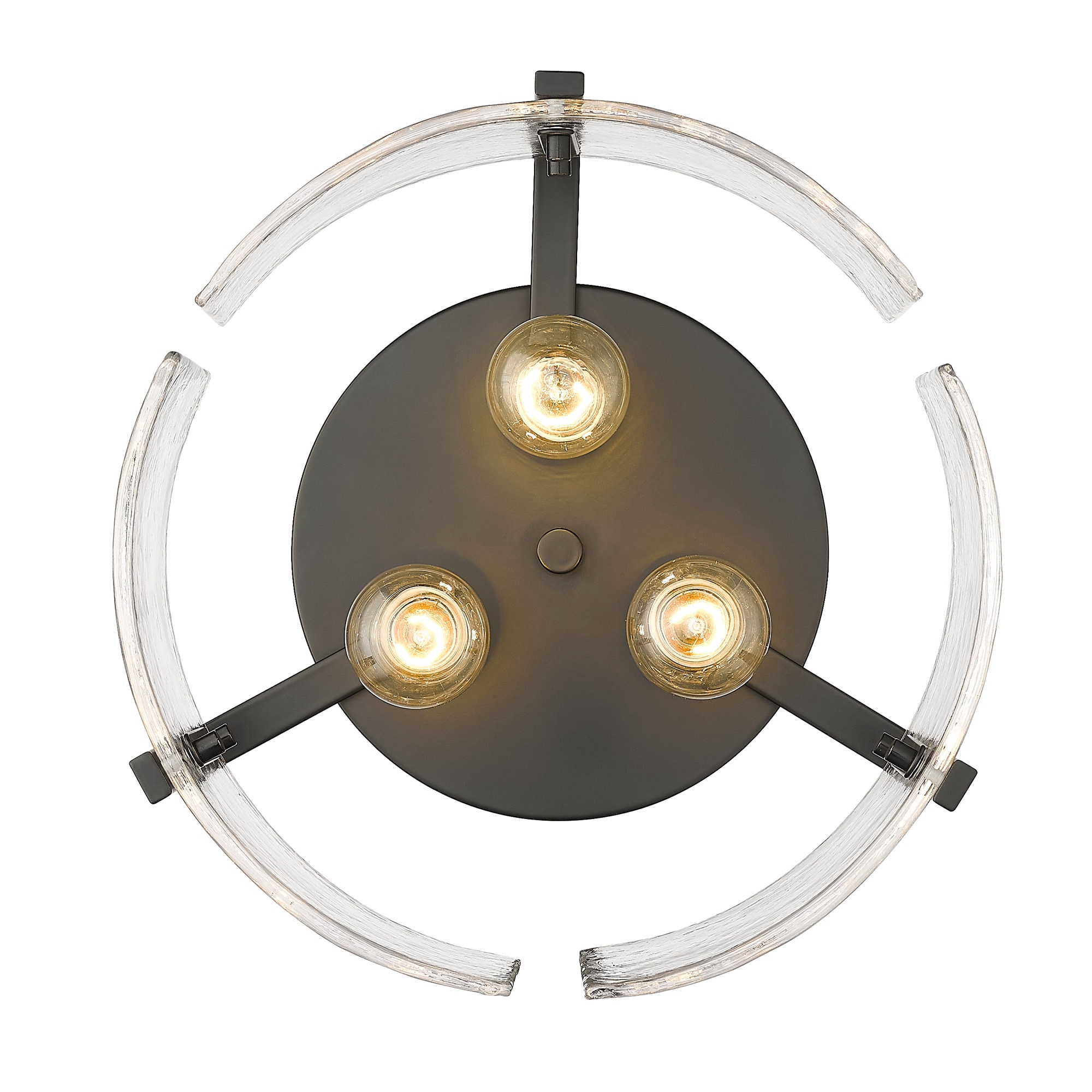 Aenon Matte Black 3-Light Flush Mount with Hammered Water Glass