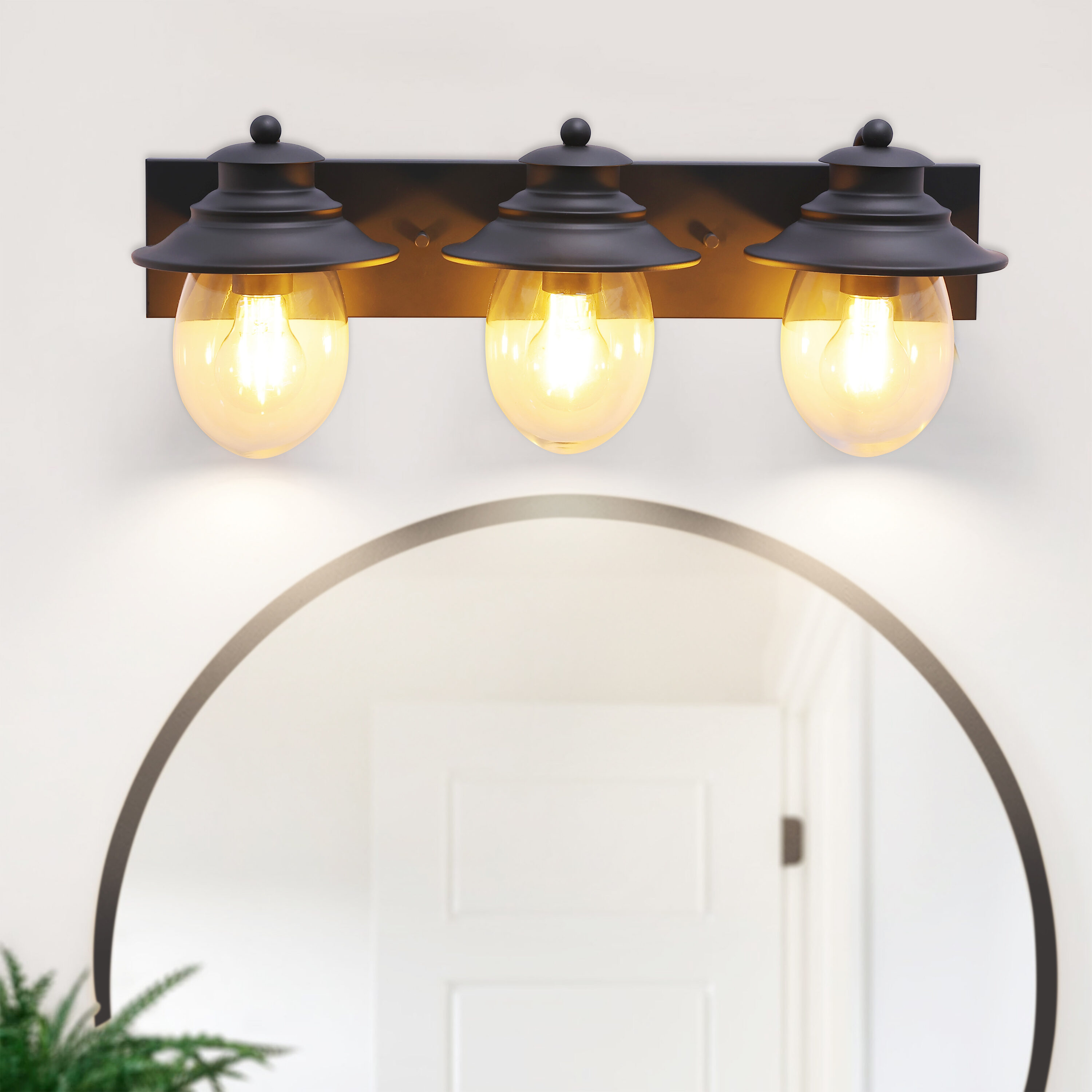 LTMATE LSWL086-MK JAZAVA 22.75-in 3 -Light Matte Black Mid-century Vanity light