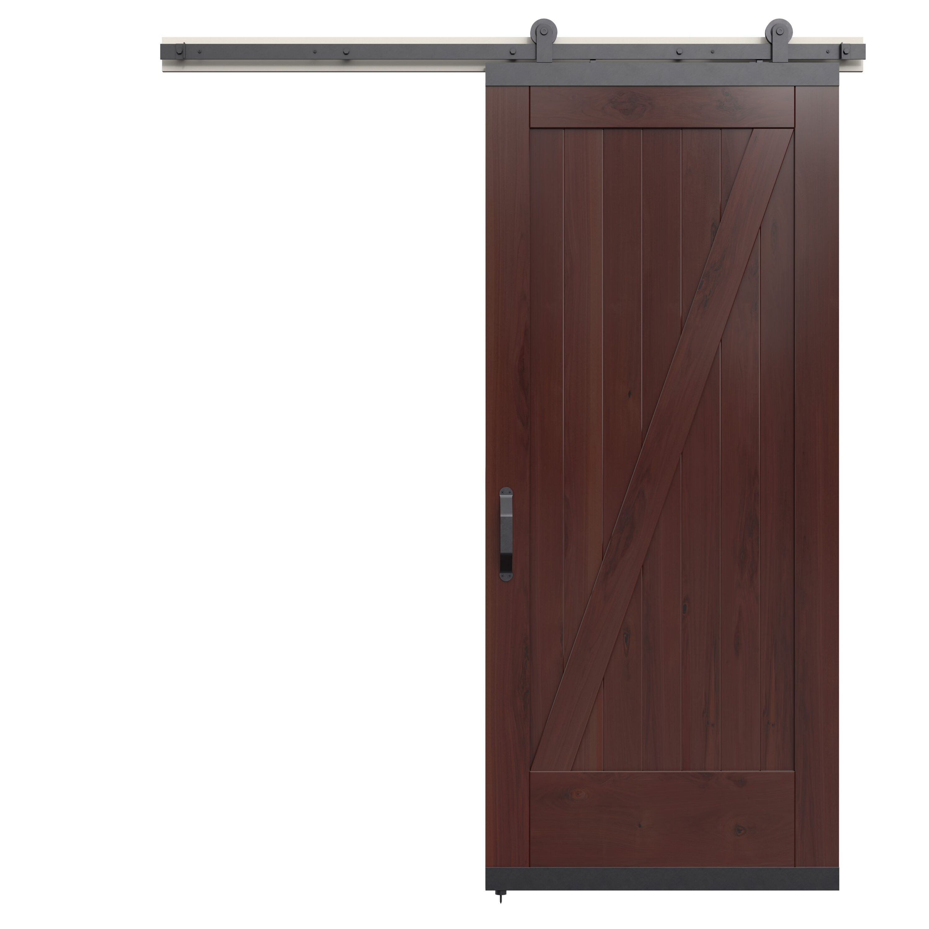 JELD-WEN LOWOLJW248800084 36-in x 96-in Spice Z-frame Walnut Wood Solid core Single Barn Door (Hardware Included)