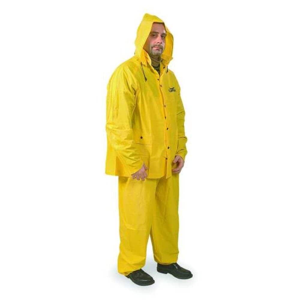 Condor  3-Piece Rainsuit with Detachable Hood PVC 10 mil Thick Snap-On (Included) Yellow M 1BC75
