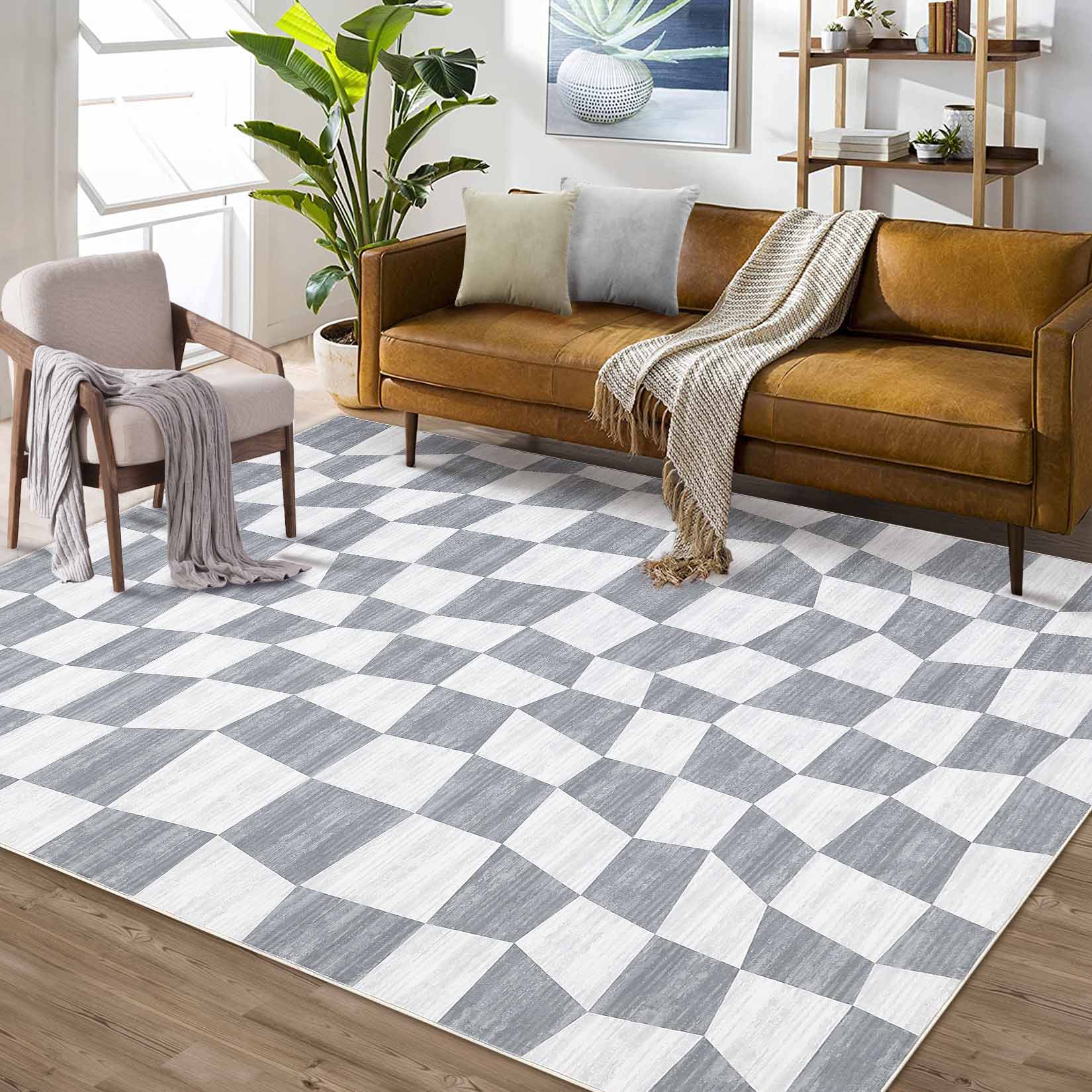 Garvee YXY-LO-PHO-14B26KRQ 9 x 12 (ft) Loomed Polyester Gray Rectangular Indoor Geometric Mid-Century Modern Machine washable Area rug