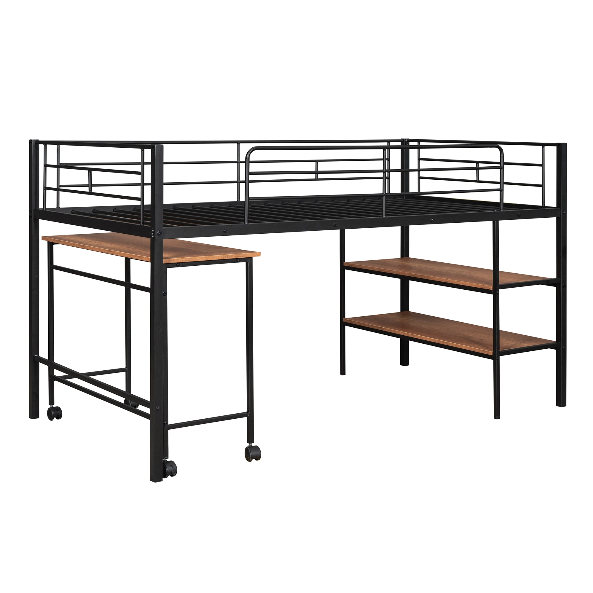 Qualler BLE000498B Black Twin Metal Bed frame Bed