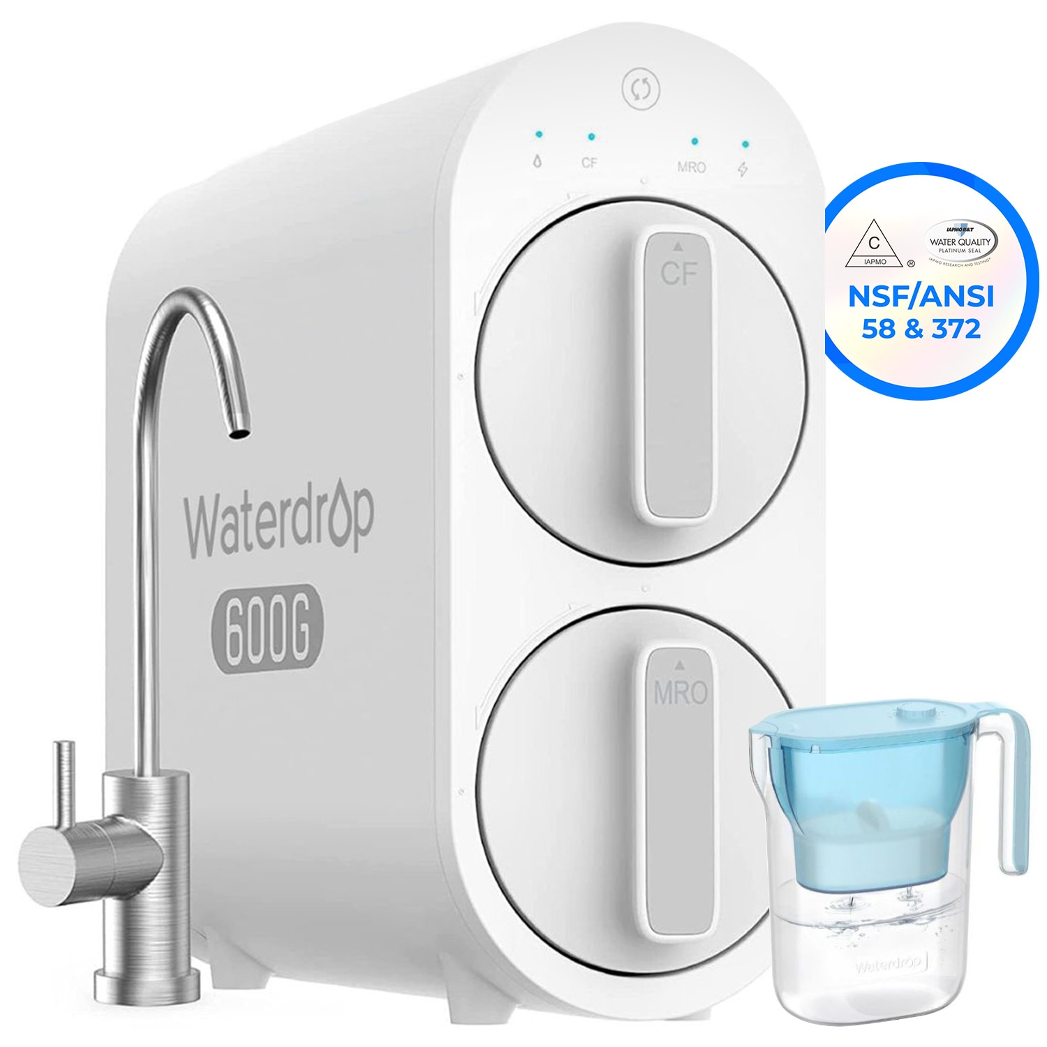 Waterdrop BL-WD-G2P6-05B  G2P600 Reverse Osmosis System Extra WD-PT-05B-L Water Filter Pitcher