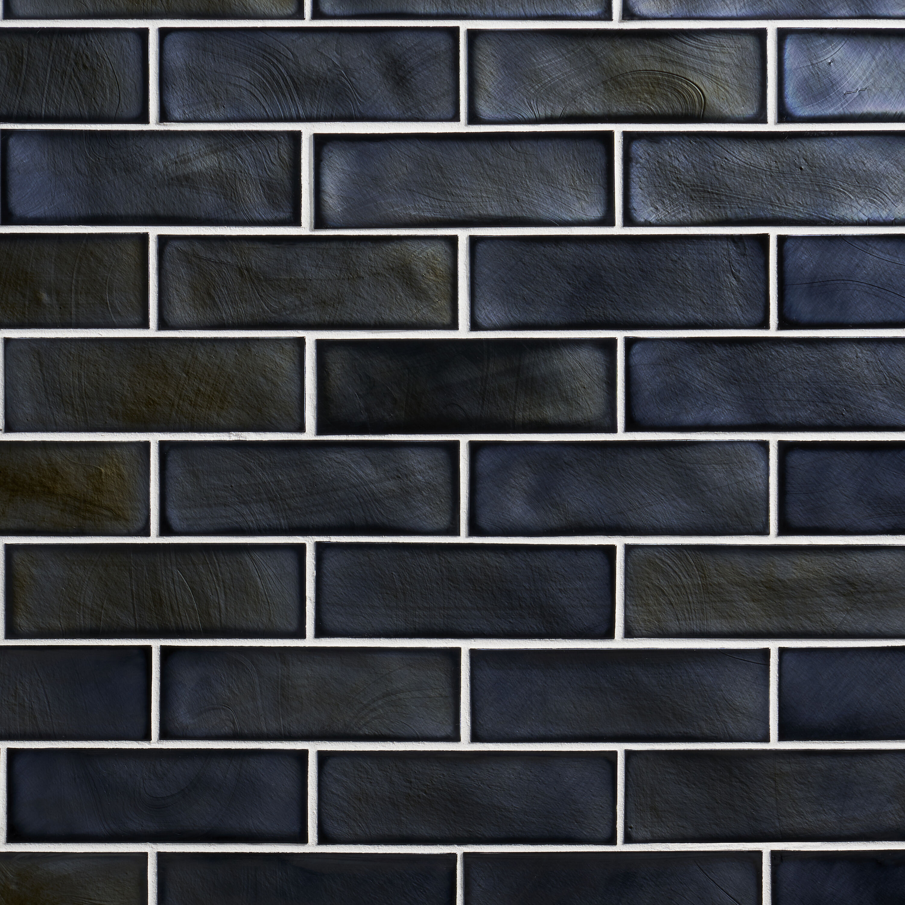 Artmore Tile EXT3RD108397 Sample - Enchant Iridescent Night Black 4-in x 4-in Polished Glass Brick look Wall Tile