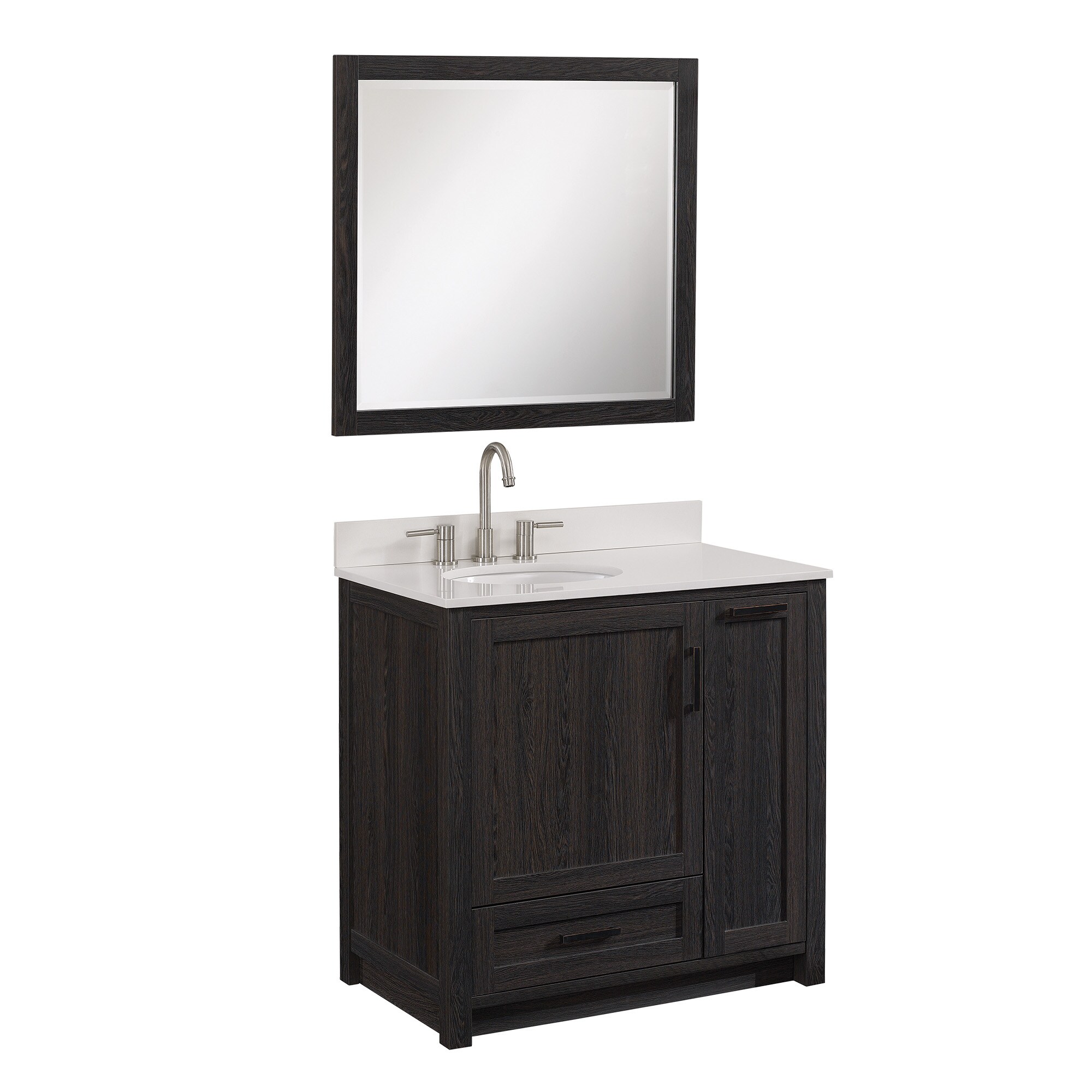 Bathroom furniture Carla black colour in 3 sizes with feet washbasin and  mirror included