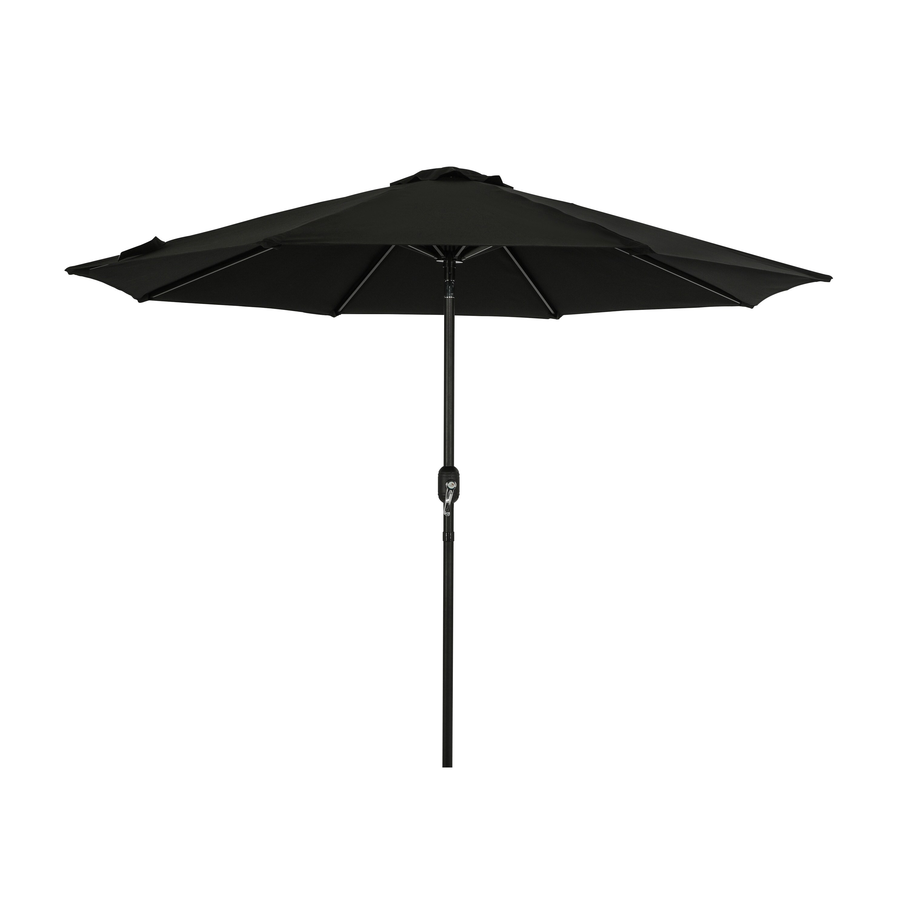 9-Foot Black Aluminum Market Patio Umbrella with Auto-Tilt