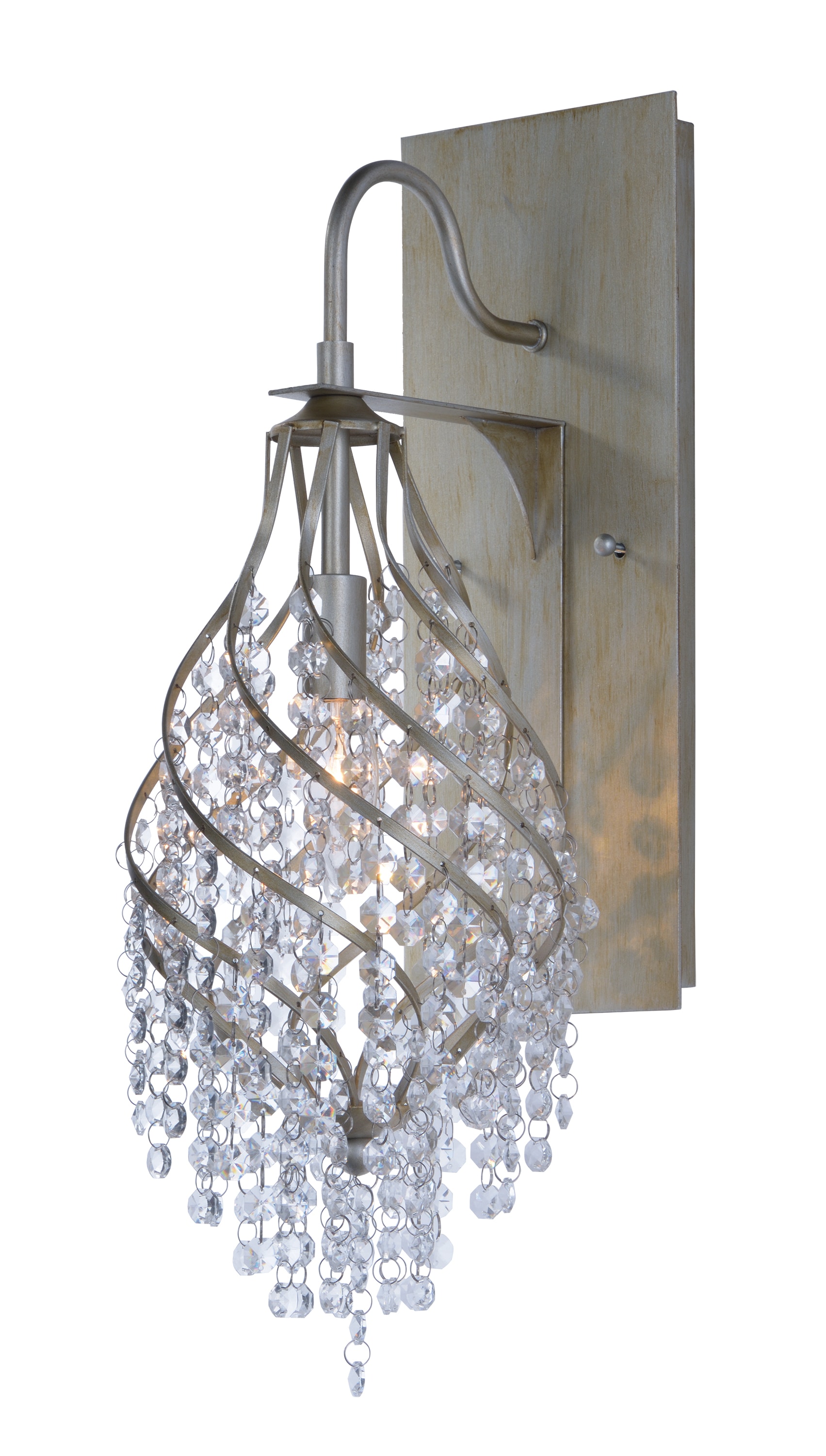 Golden Silver Crystal Beaded Wall Sconce with Steel Frame
