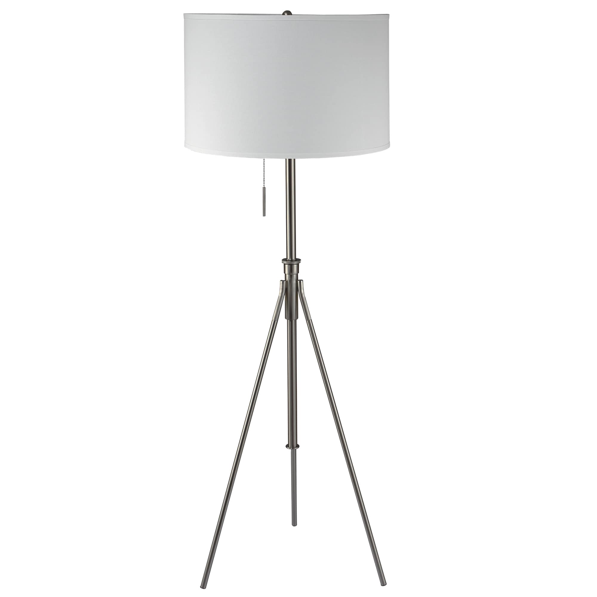 BABOOM BOM-0107025-OR Tripod Floor Lamp 72-in Sliver Tripod Floor Lamp with Linen Shade