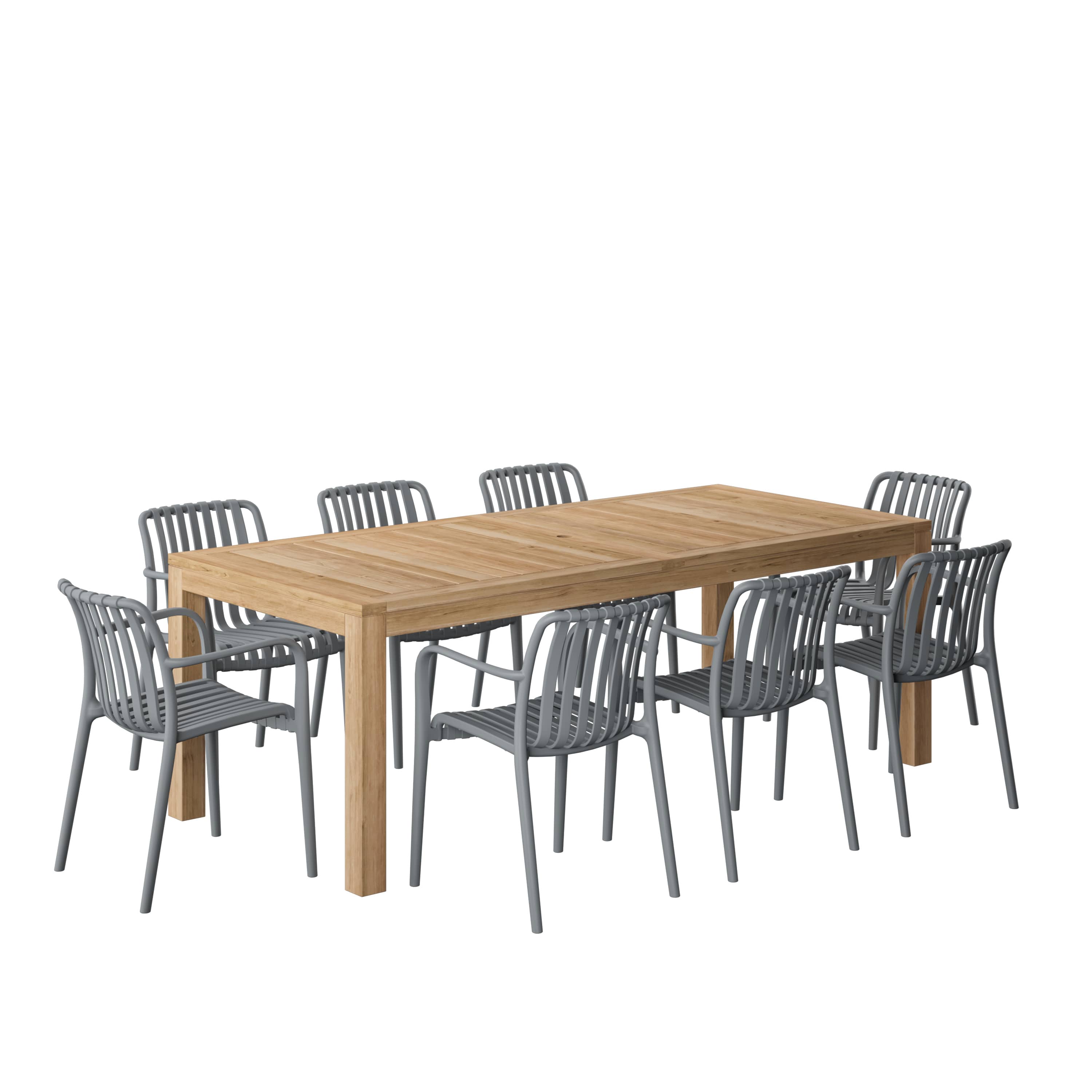 Amazonia RINBIG-8-CURA-GR Urban Elements Jeju Patio Dining Set for 8 – Perfect for Family and Friends - Modern and Stylish Dining Table with Chairs