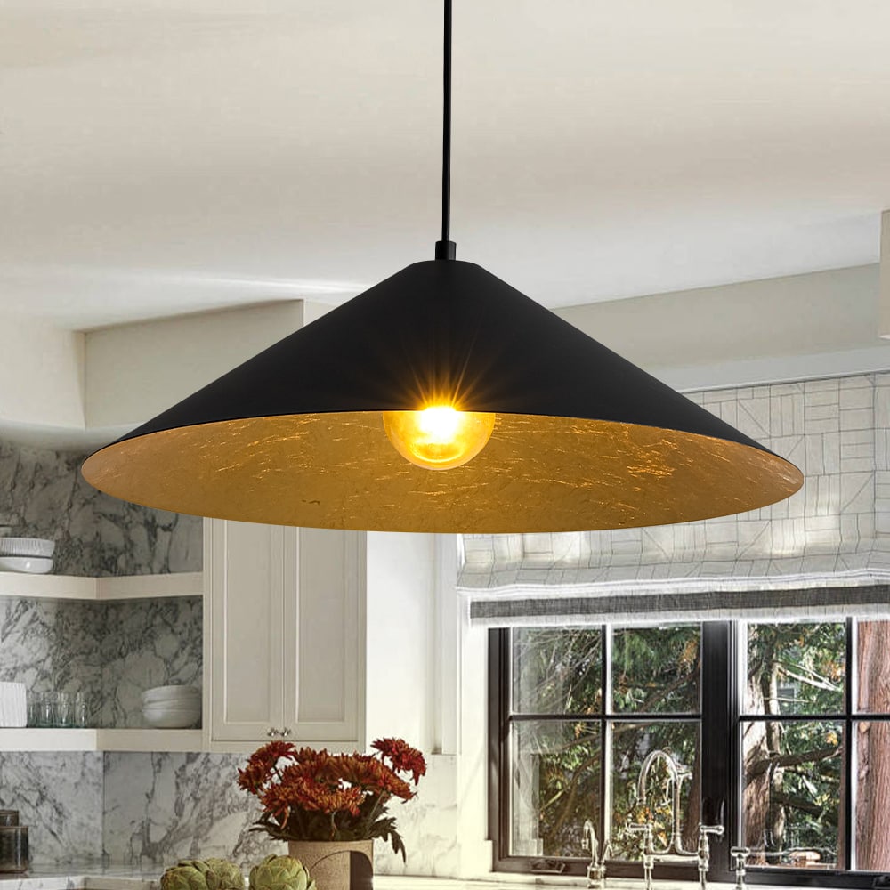 Zicbol 1 -Light Black Industrial Metal Cone Small Hanging Pendant Light