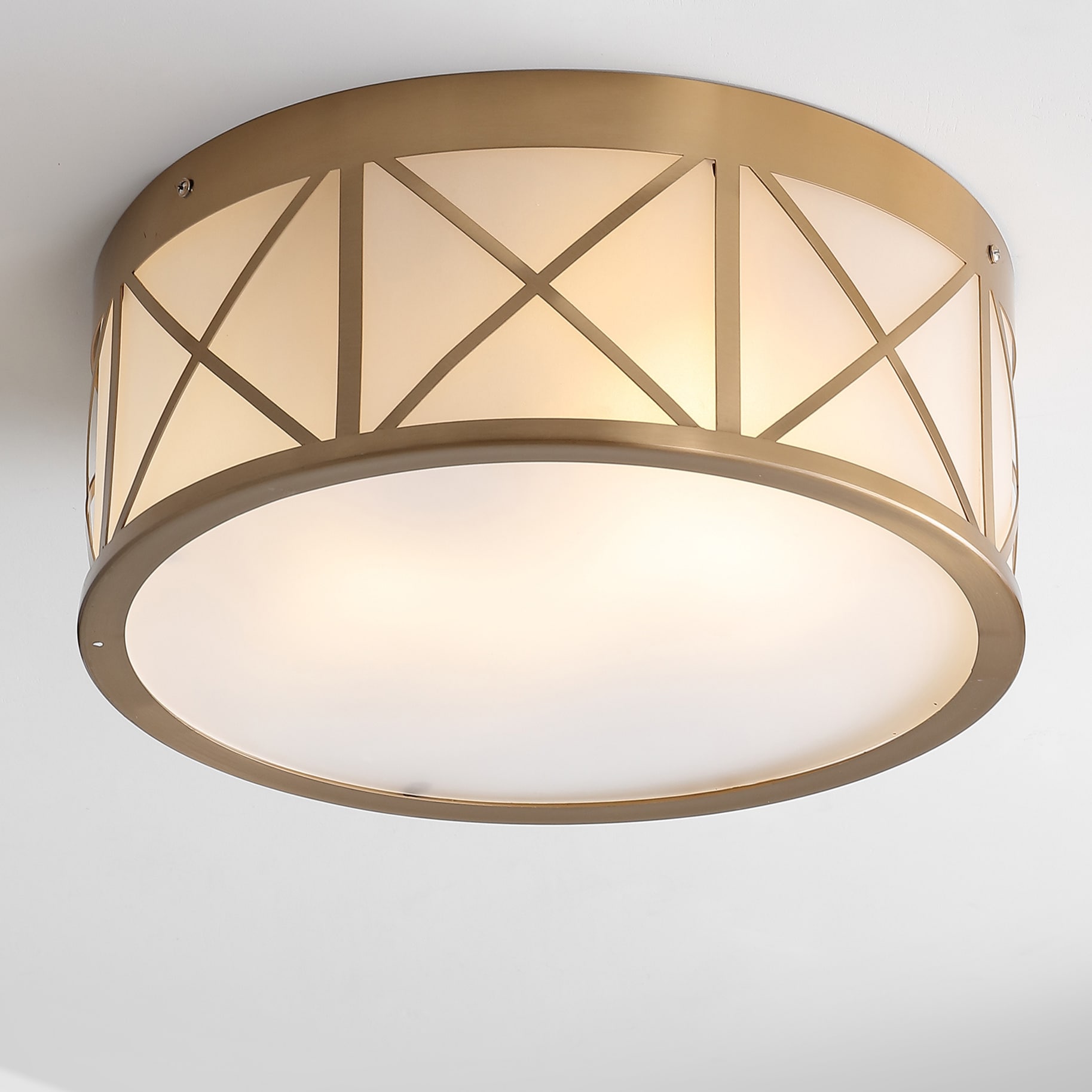 JONATHAN  Y JYL7454A Cadence 15" Metal/Glass Drum Minimalistic Transitional 1 -Light 15-in Polished Gold Flush Mount Light