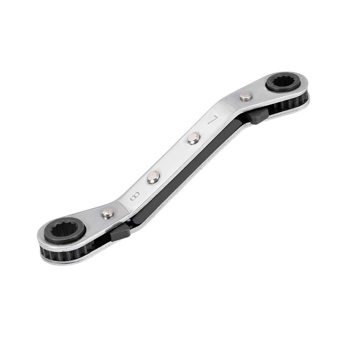Etokfoks Double Box End 7mm x 8mm 12 Point Metric Ratcheting Wrench CR V Steel Reversible Offset Head Hand Tool #LETF5O1LF