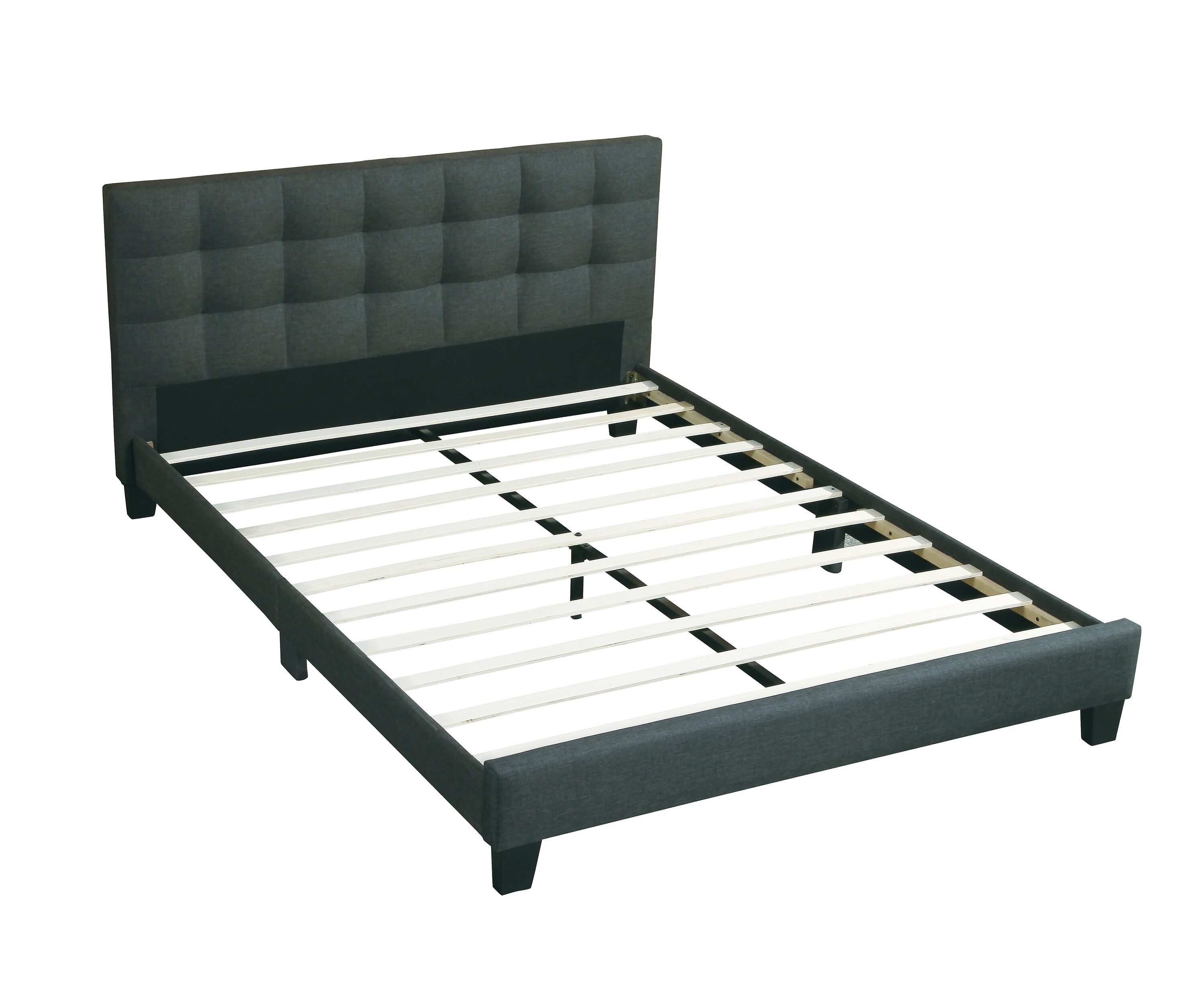 LUXEYARD Bed Charcoal Polyfiber Tufted Headboard Platform Bedframe — free download