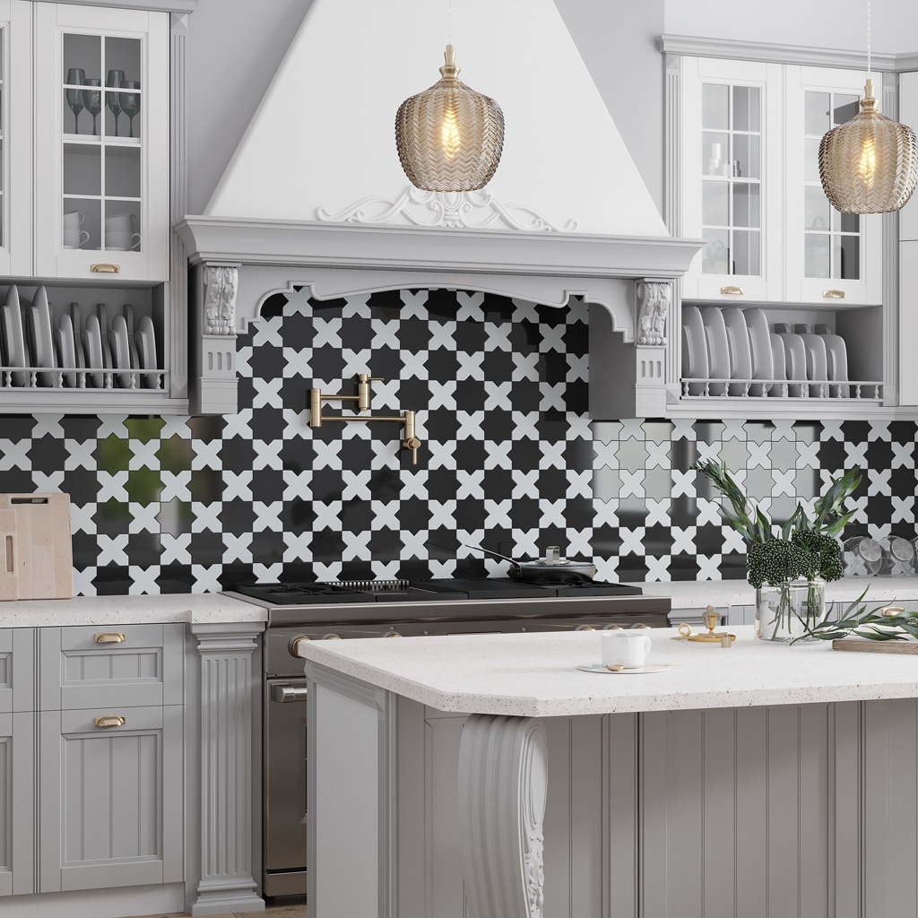 Apollo Tile MOR88NERSTRA Siena Black 6-in x 6-in Glossy Ceramic Stone Look Floor and Wall Tile (5.37-sq. ft/ Carton)
