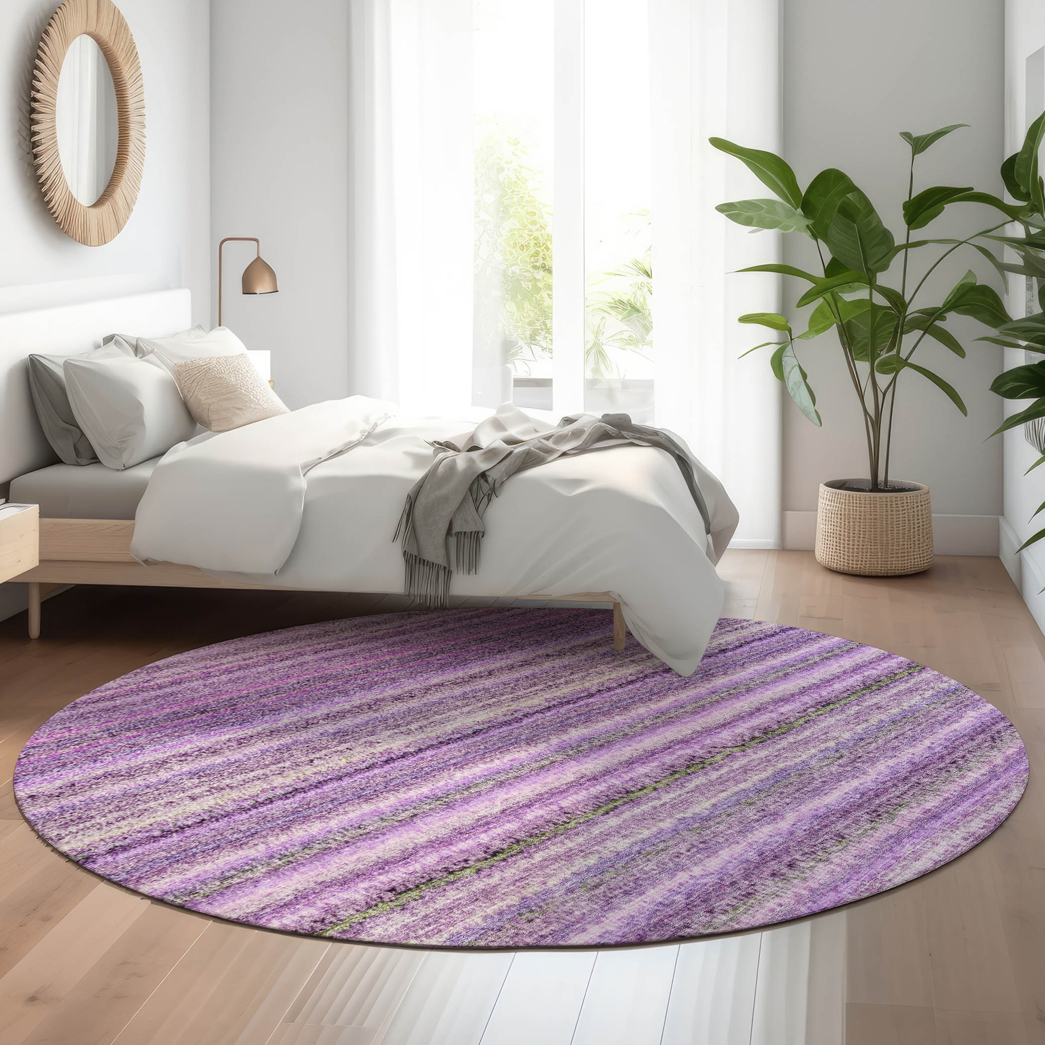 Addison Rugs AMF598PP8RO Mayfield AMF598PP 8 x 8 (ft) Loomed Polyester Purple Round Indoor Geometric Machine washable Area rug
